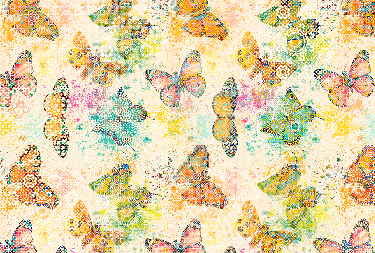 Papier peint panoramique Papillon Mosaic Butterflies 1 - Référence DD110261 - Intissé 200g/m2 - Standard 400 x 270