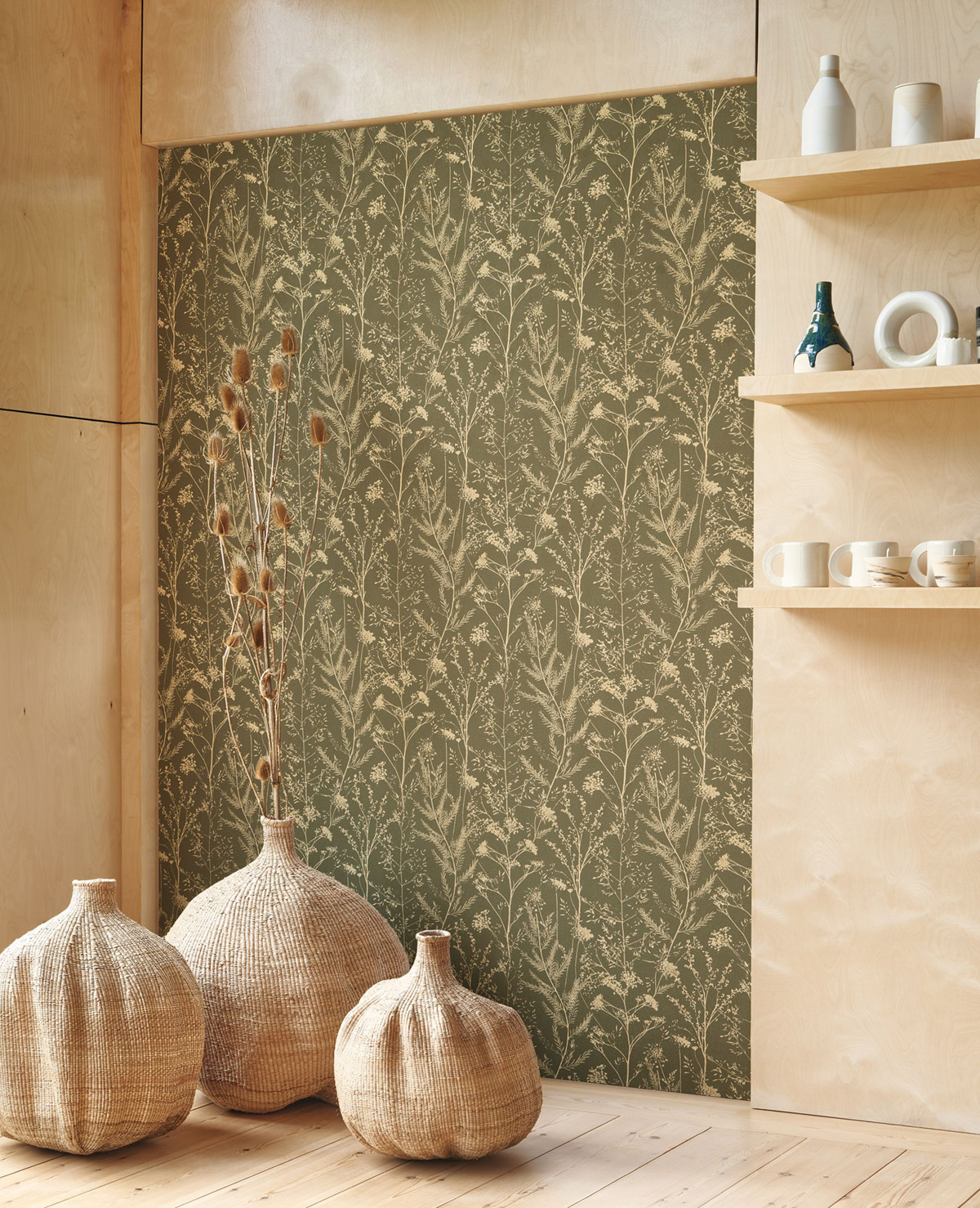 Papier peint Floral Prairie argile doré - Sentier des Dunes de Casadéco | Réf. SENT200957853