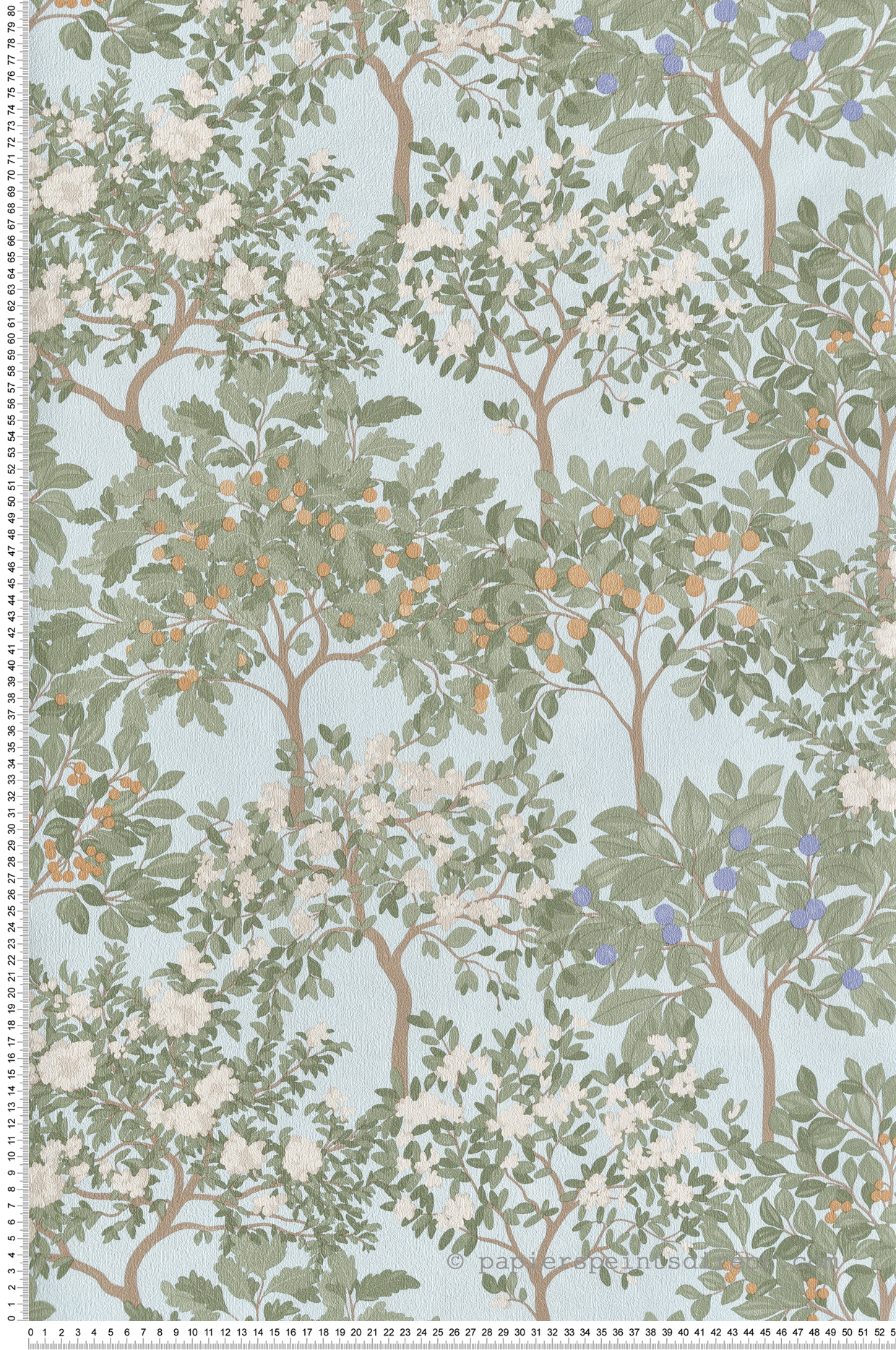 Papier Peint Arbre Jardin Fleuris bleu - Flora d'Ugépa | Réf. UGP-M87301