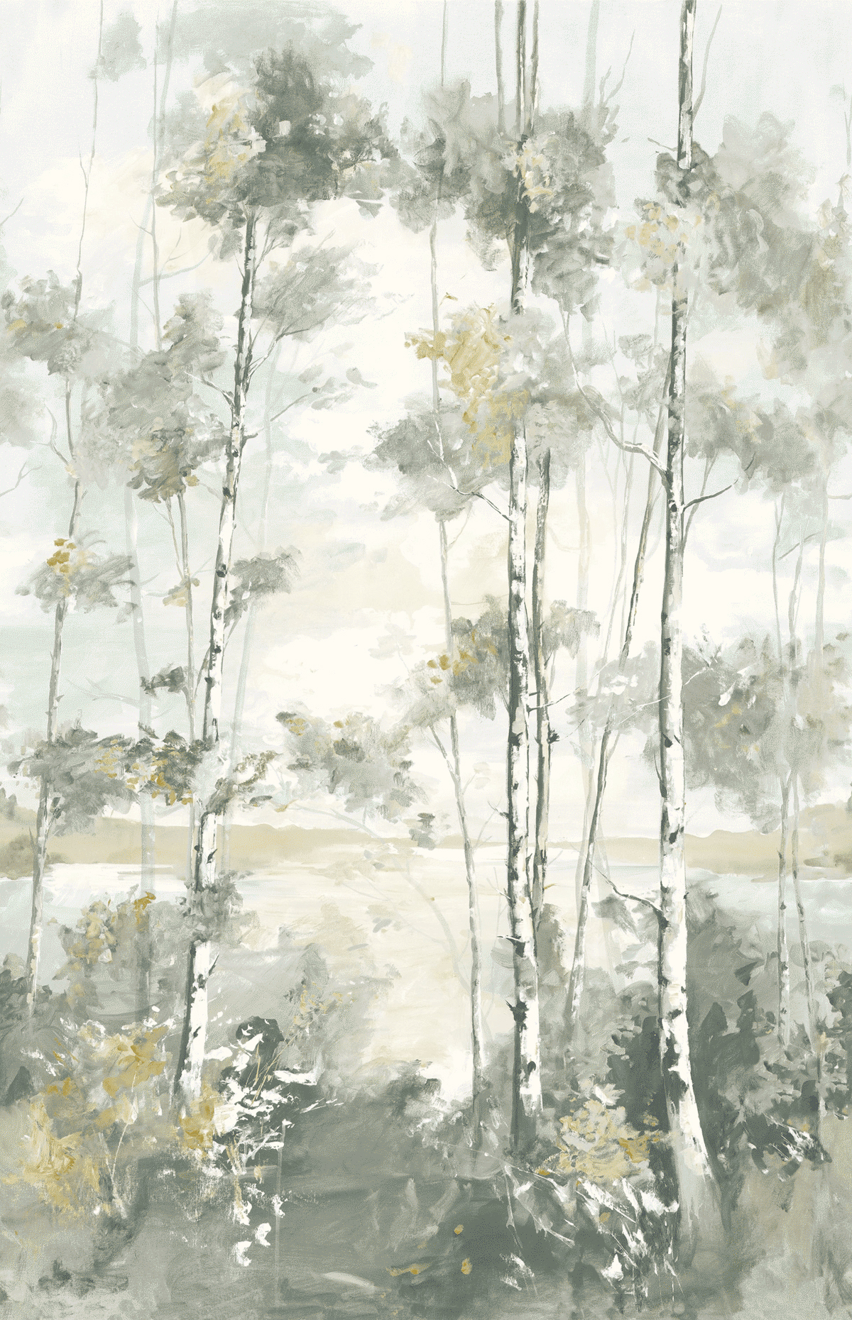 Papier peint panoramique Forêt Boréale L gris beige 200X310 - Riverside 4 de Casadéco | Réf. RIVI89569204