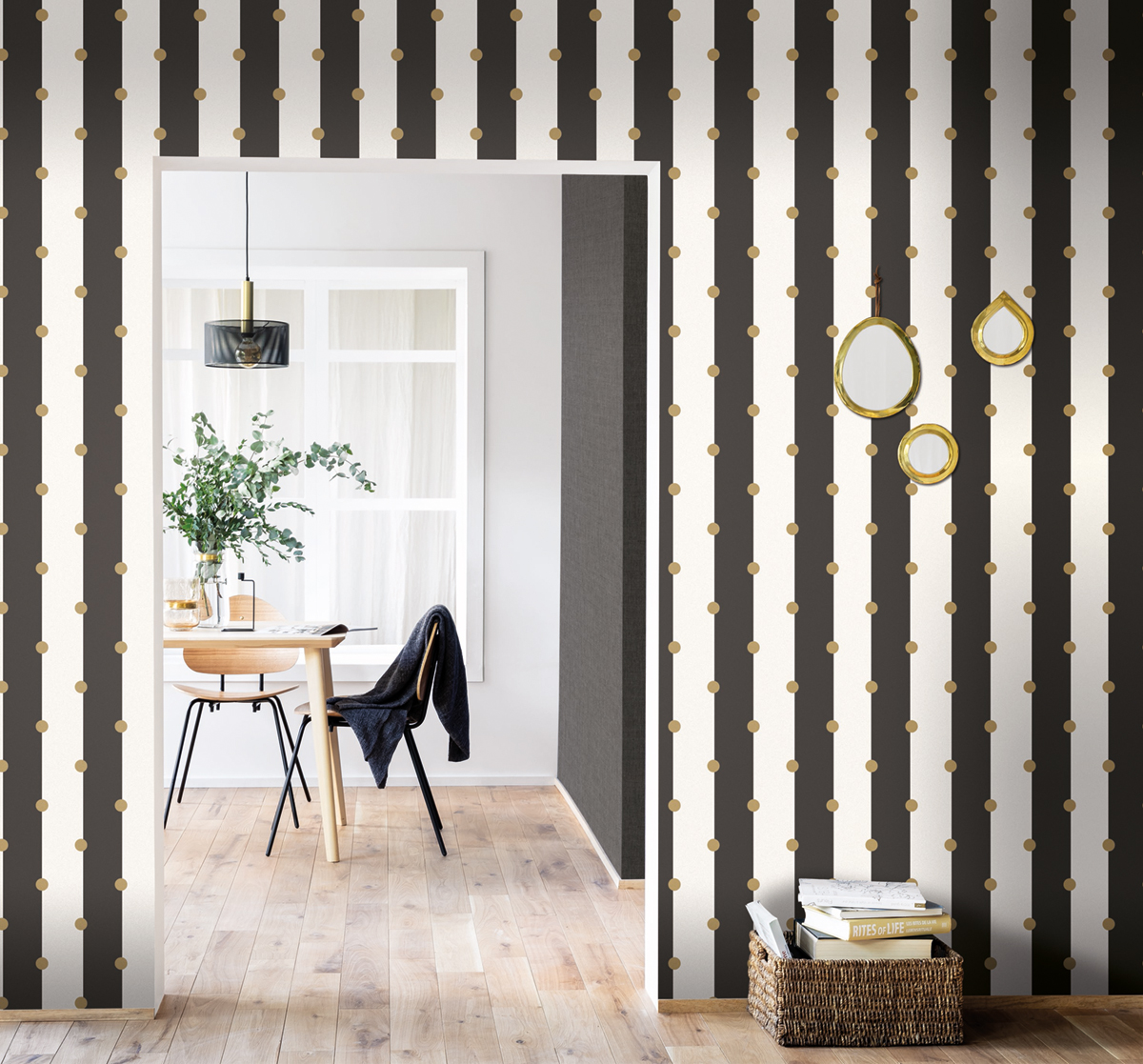 Papier peint Rayures & Pois dorés Day night and dots - Moonlight de Casélio | Réf. MLG101229023