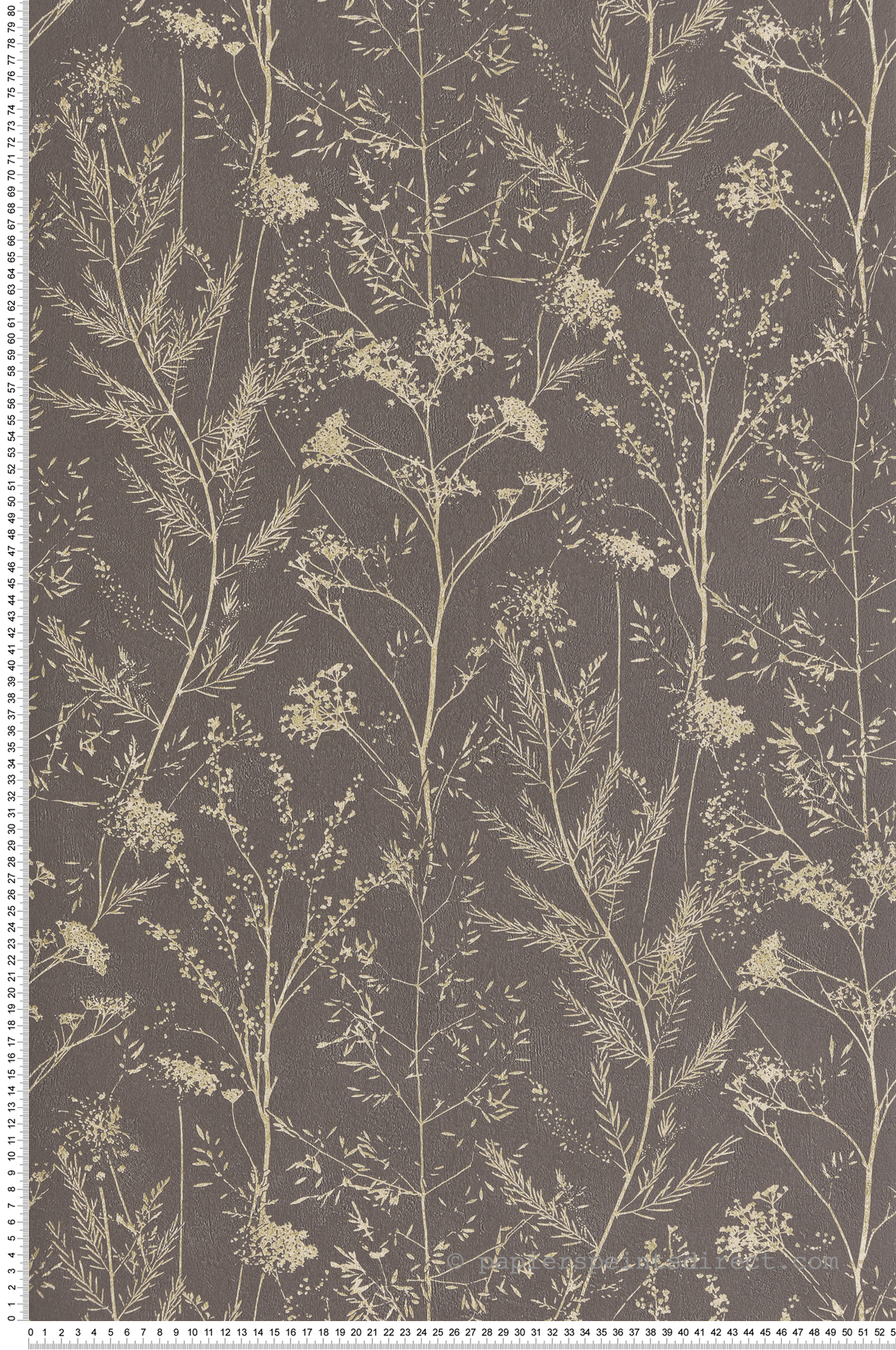 Papier peint Floral Prairie gris brun doré - Sentier des Dunes de Casadéco | Réf. SENT200959607