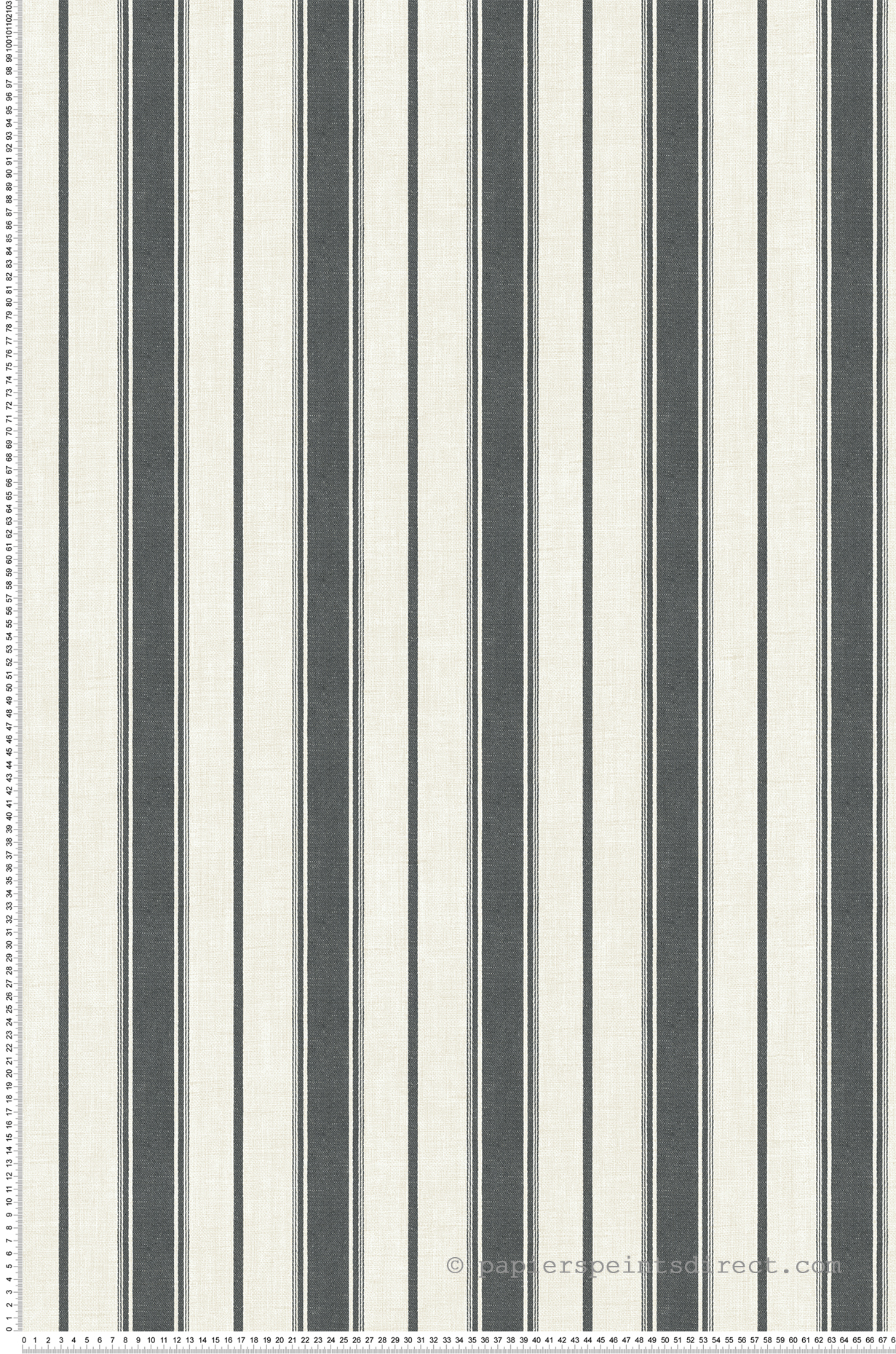 Papier peint Rayure Classique Eliott anthracite écru - French Country d'Initiales | Réf. INI-FC61500