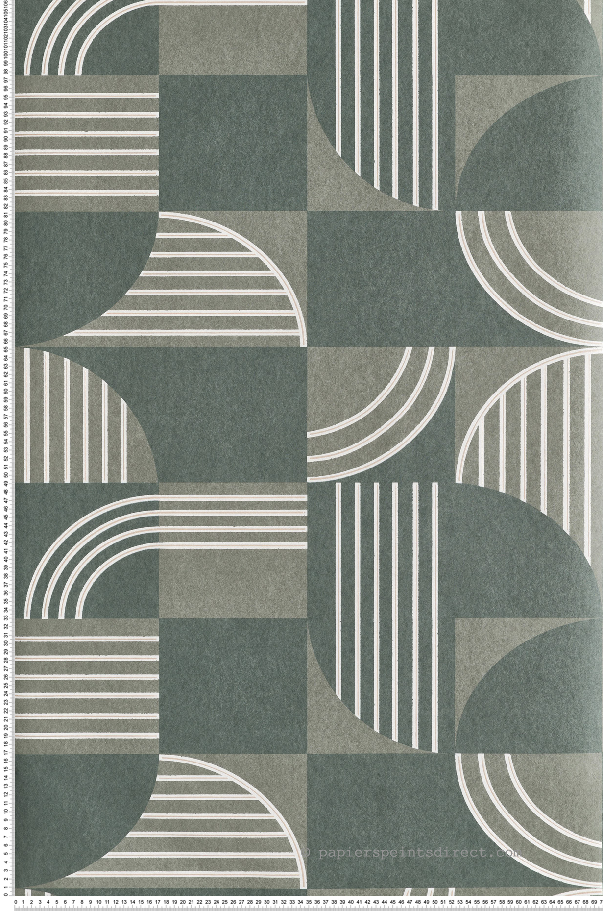 Papier peint Vintage Années 30 vert de gris irisé- Faubourg des Lumières de Casamance | Réf. CAS-76271426