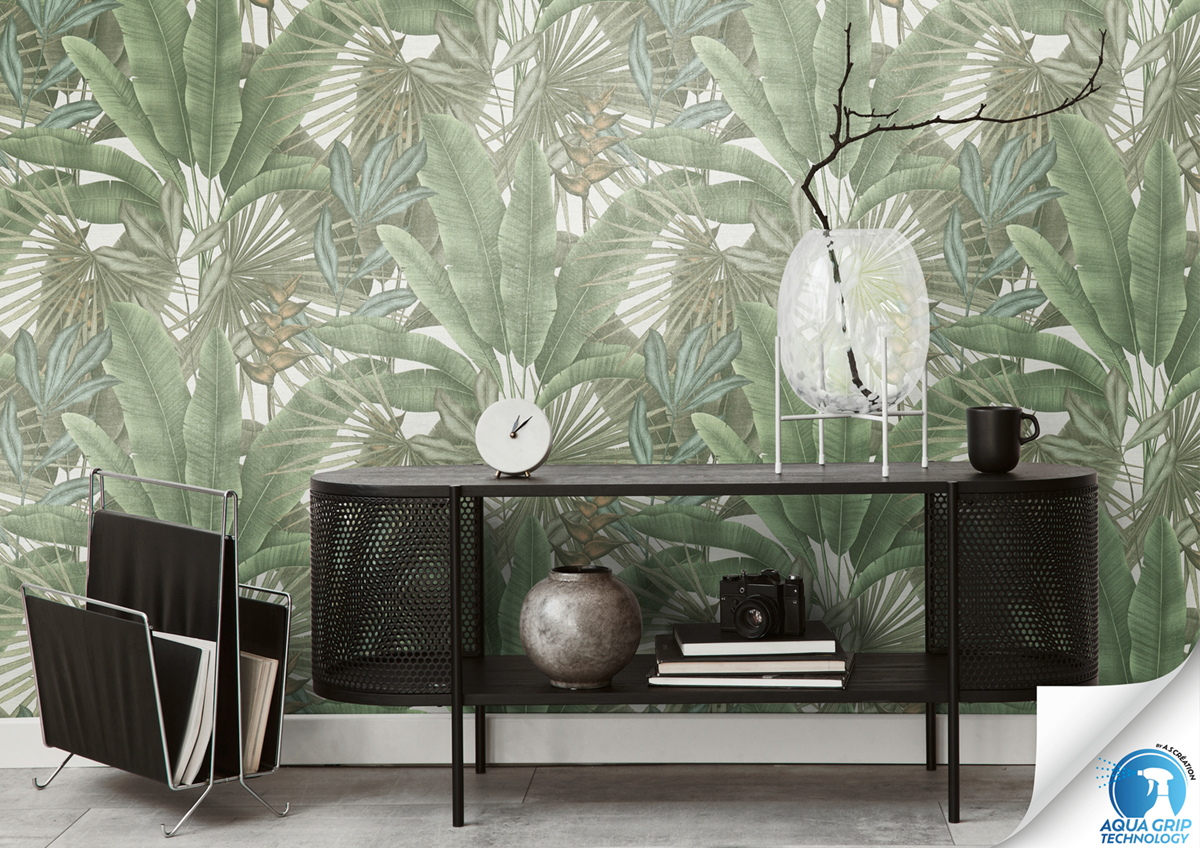 Papier peint préencollé Feuillage Jungle Amazonienne vert - Designdrop d'A.S. Création AMB2 | Réf. AS-784511