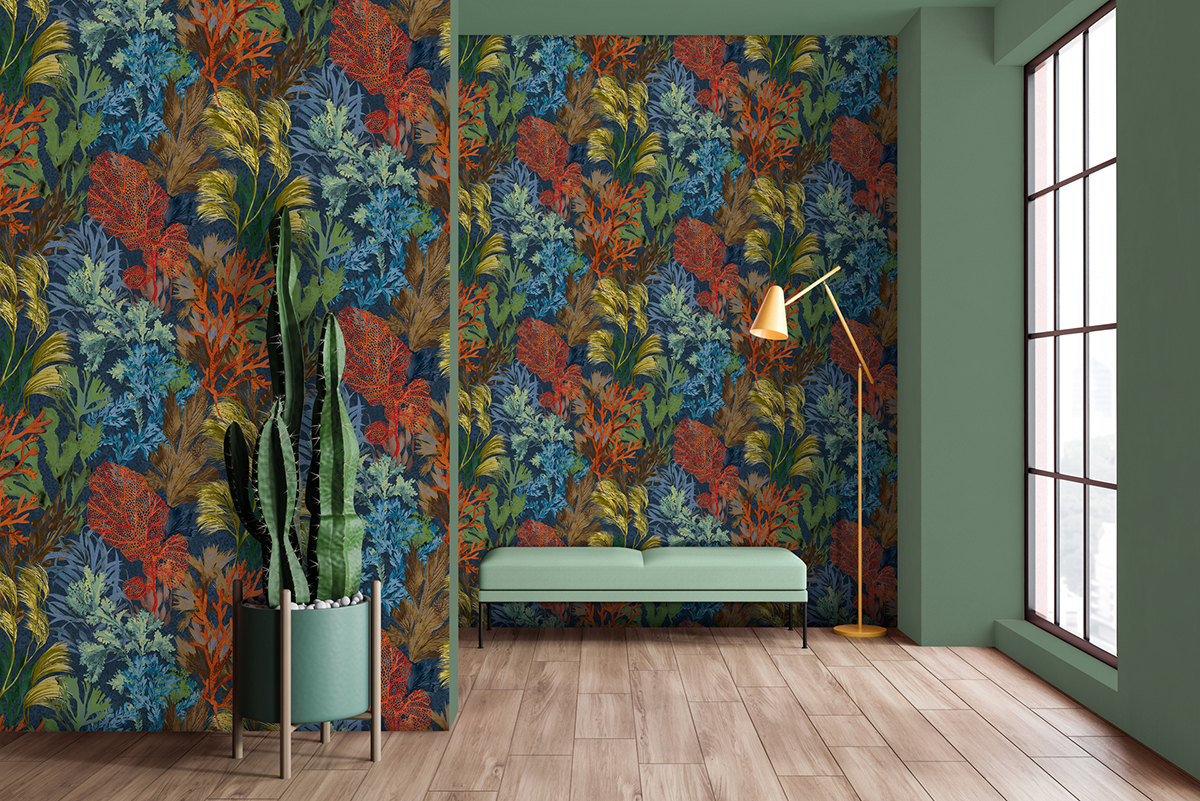 Papier peint Fond Marin Bora Bora bleu marine - Moorea de Montecolino | Réf. MC-26733