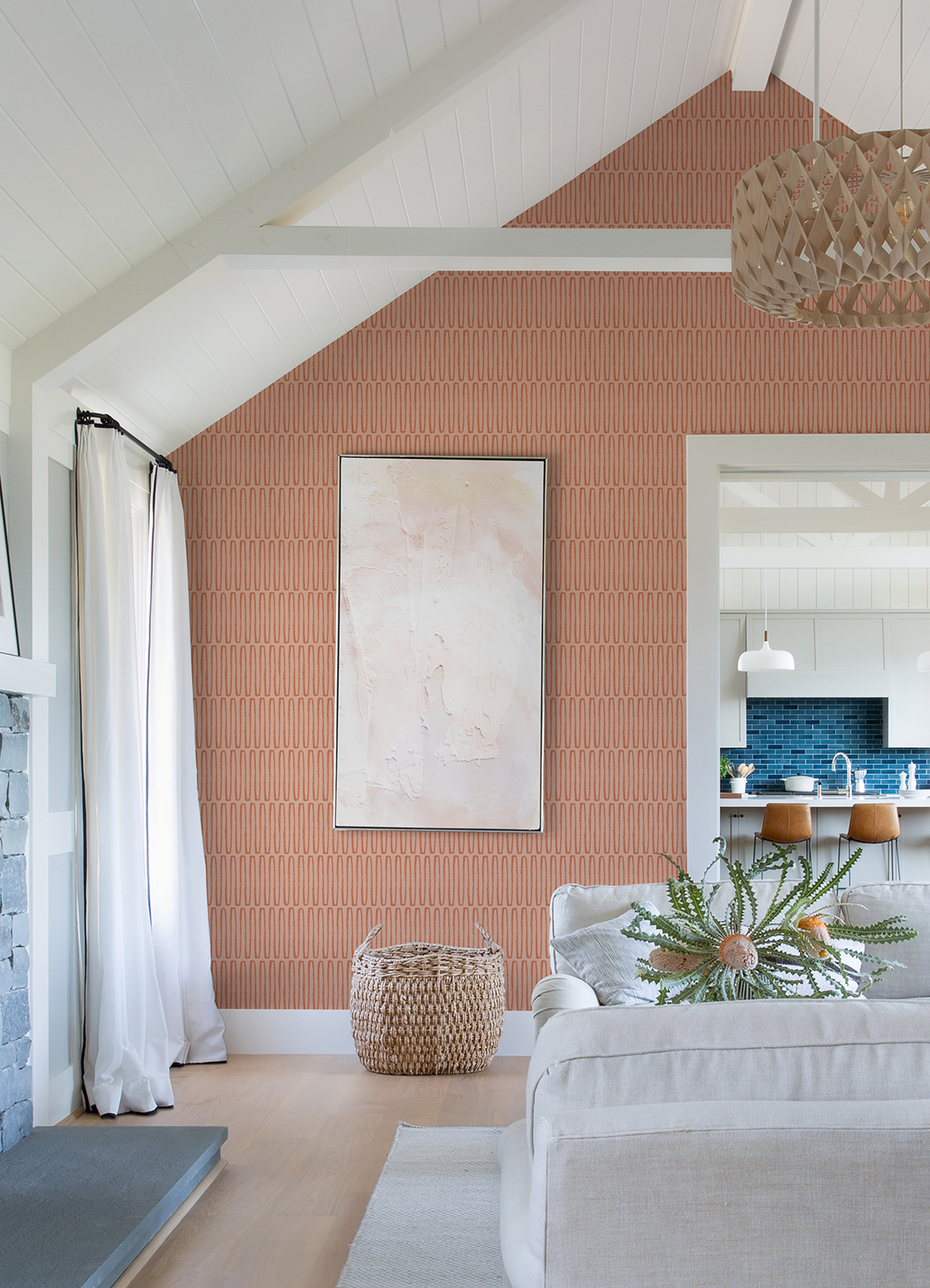 Papier peint Zig Zag Lars orange corail - Delicatesse de Lutèce AMB2 | Réf. LTC-FD26503