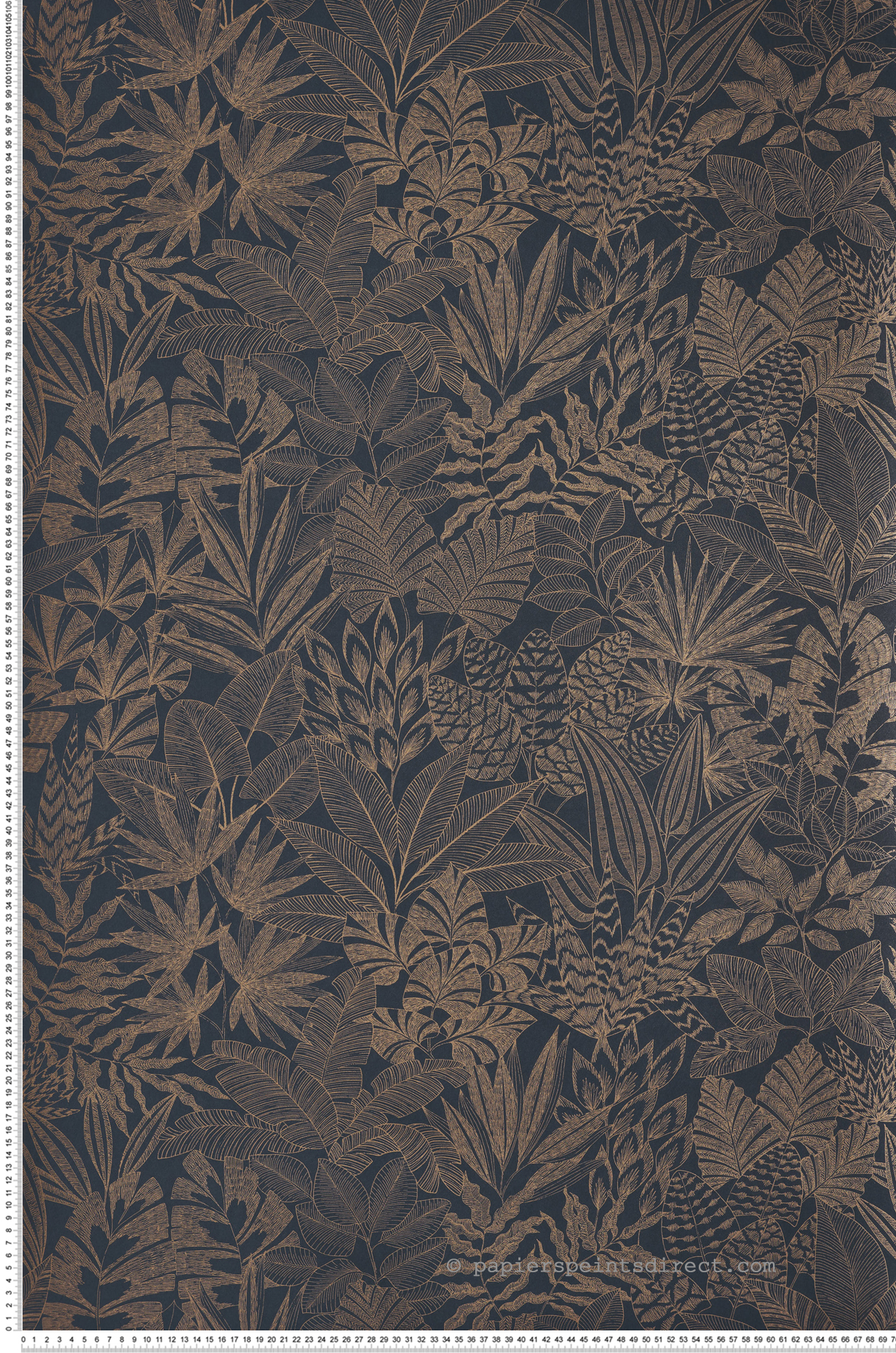 Papier peint Feuillage Doum bleu nuit doré - Bord Du Nil de Casamance | Réf. CAS-76151630