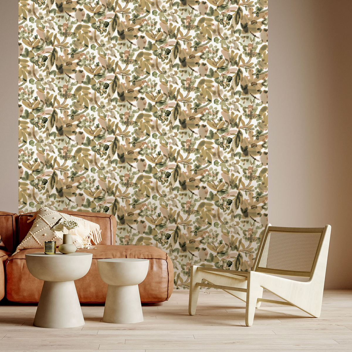 Papier peint Fleurs Aquarelle terreux rose - Bensimon 3 de Lutèce | Réf. LTC-51241108