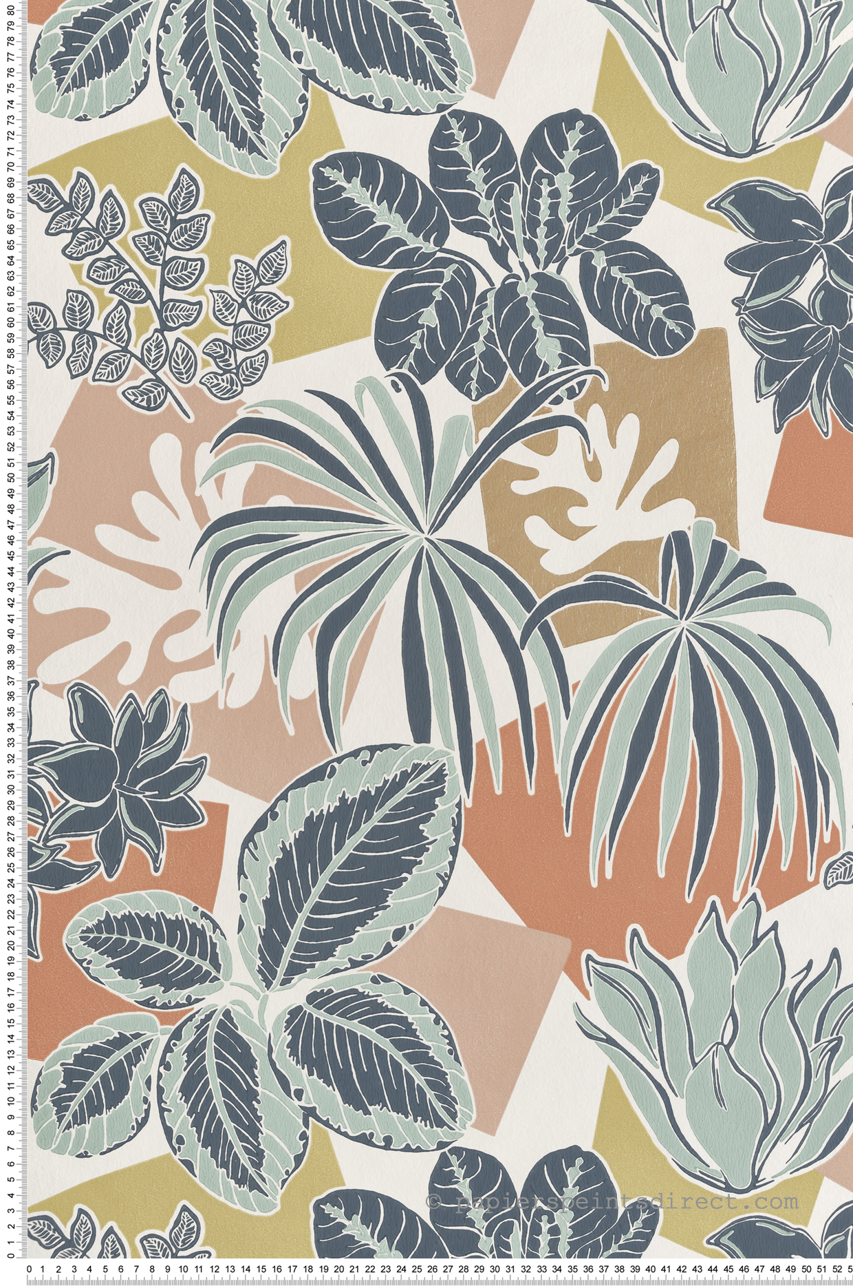 Papier peint Plante Géométrique Frondoso vert d'eau rose - Irisa d'Osborne & Little | Réf. OSB-W7855-01