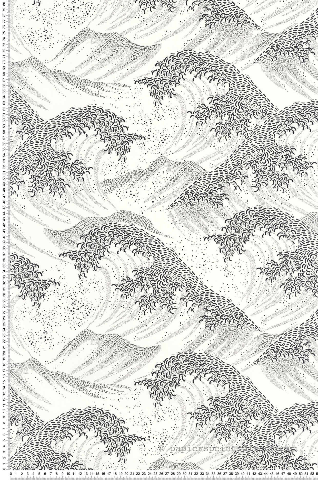 Papier peint Vague Japonisante Waves noir et blanc - Moonlight 2 de Casélio AMB | Réf. MLGT104360945