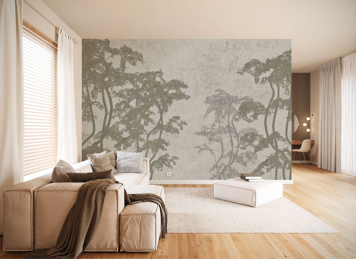 Papier peint panoramique Forêt Arbres beige - Seasons de Komar