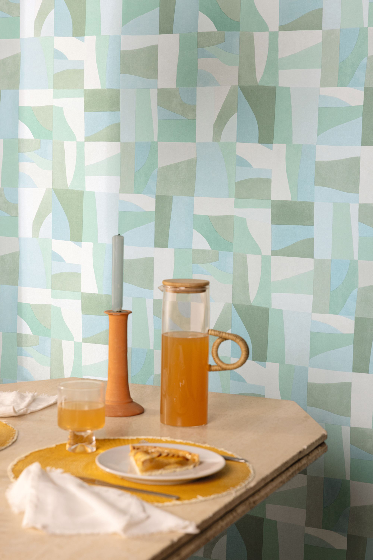 Papier peint Géométrique Aix vert d'eau - Azur de Casélio AMB2 | Réf. AZU105467607