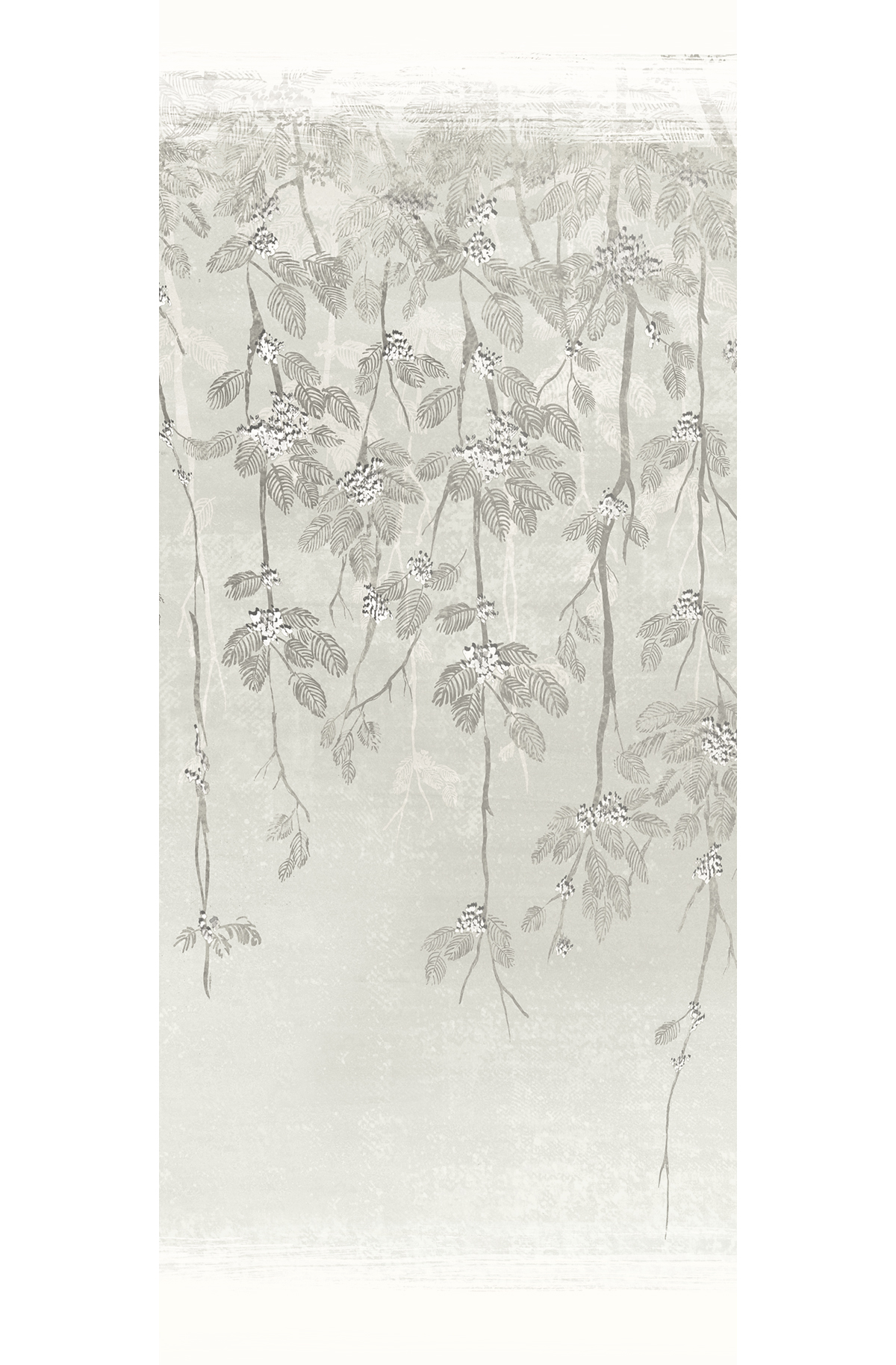 Papier peint panoramique Barque Japonaise River gris - A H300 - Kimono de Masureel | Réf. MAS-DGKIM2011