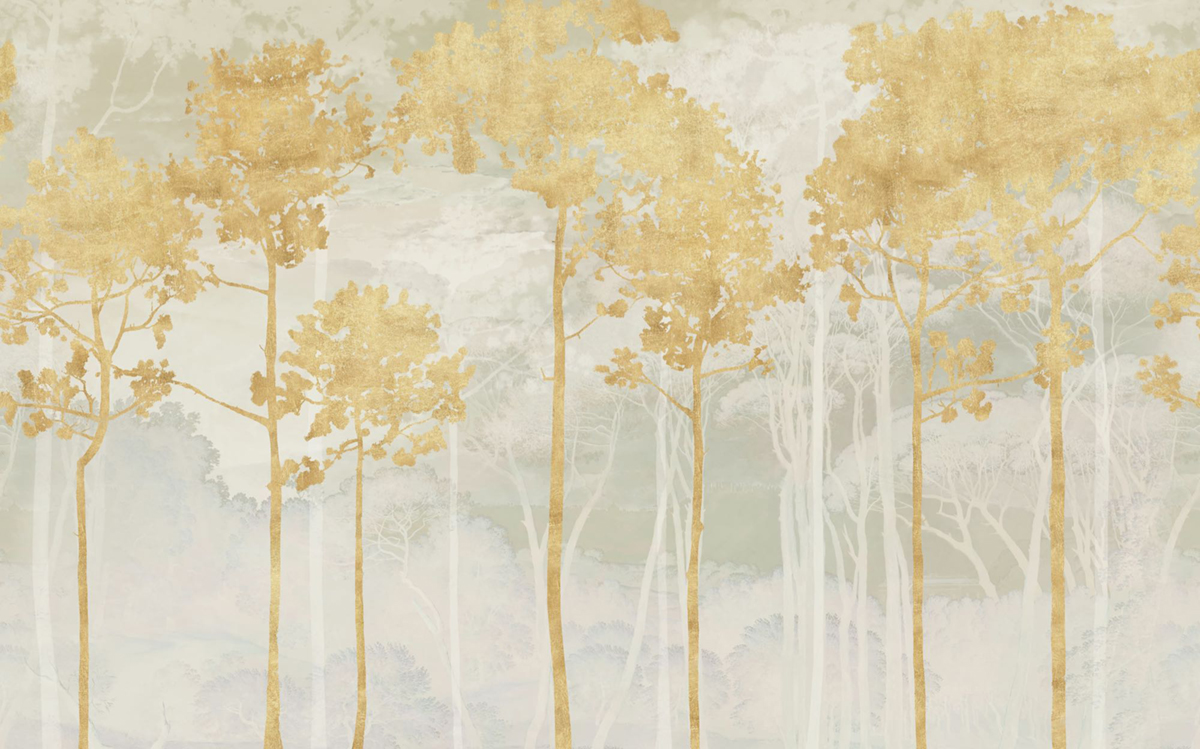 Papier peint panoramique Forêt Pins mordoré - Seasons de Komar