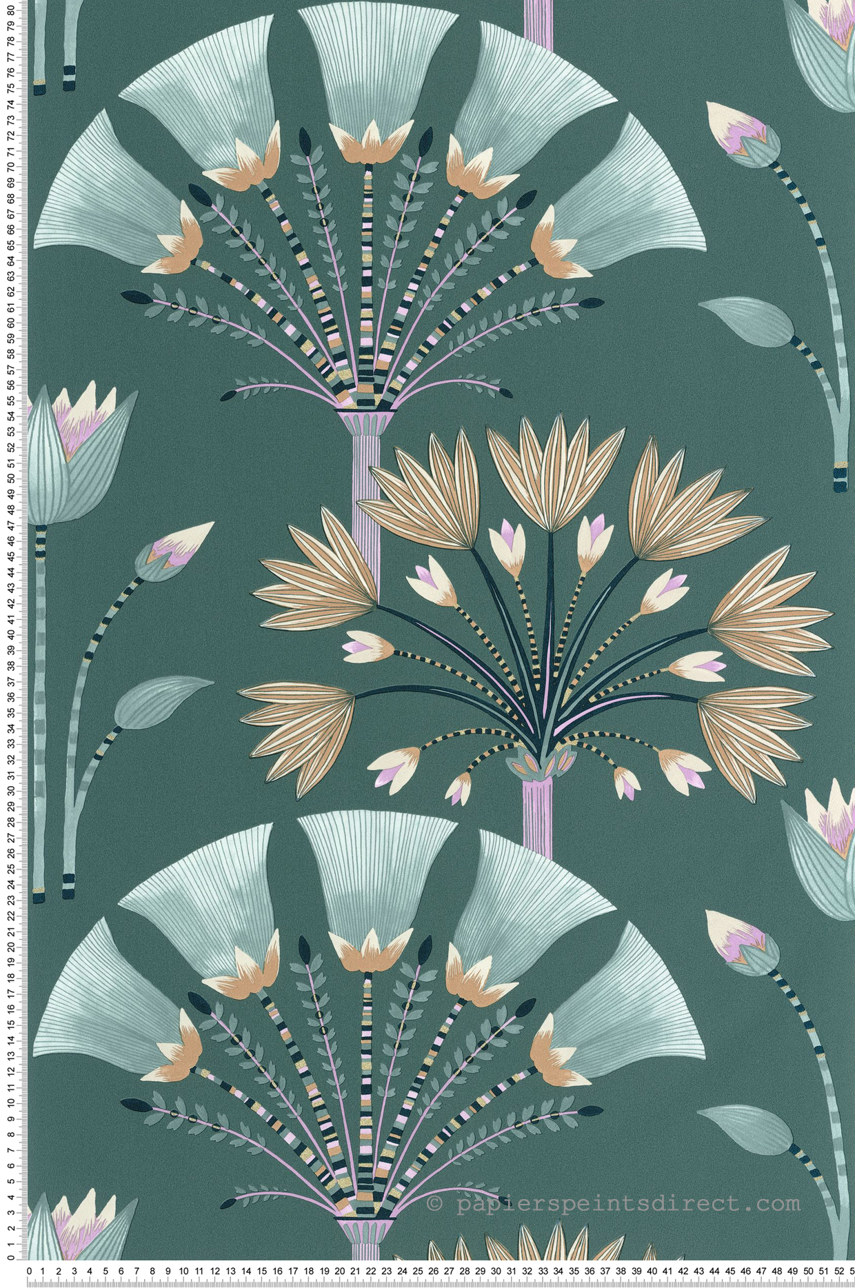 Papier peint Fleur Design Majestic vert émeraude doré - Elégance de Casélio | Réf. ELC105277120