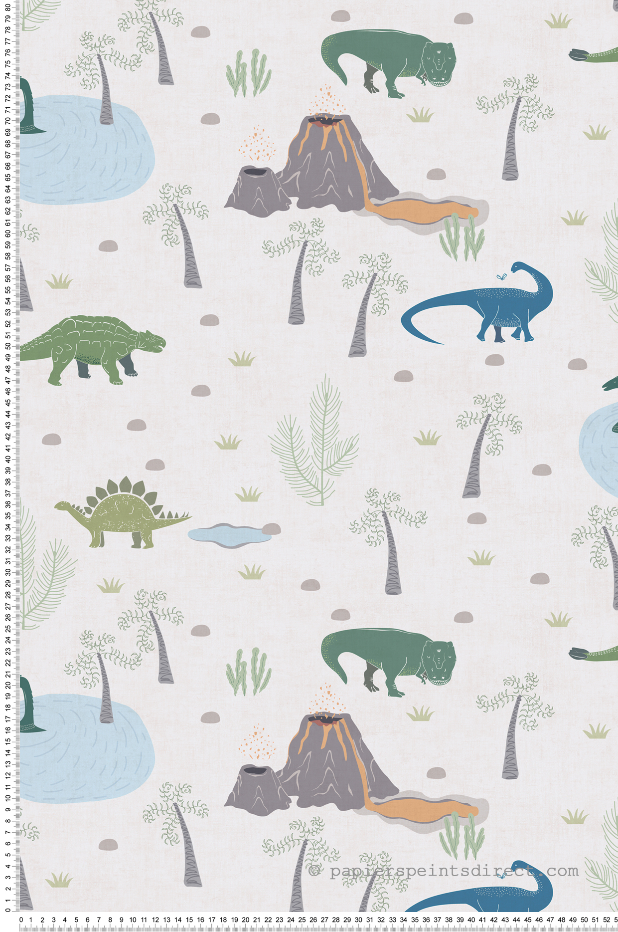 Papier peint Dinosaure Volcan vert - Lilly & Luis d'A.S. Création | Réf. AS-771401