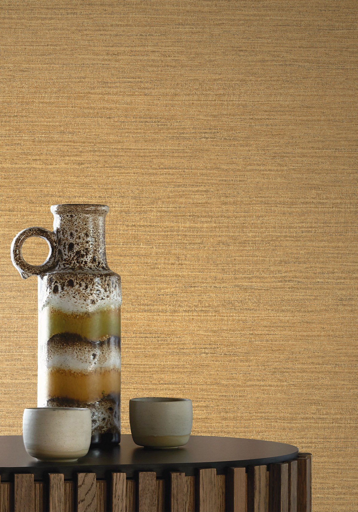 Papier peint Faux Uni Tissage Occitan miel - Terra Rossa de Casamance | Réf. CAS-76233160