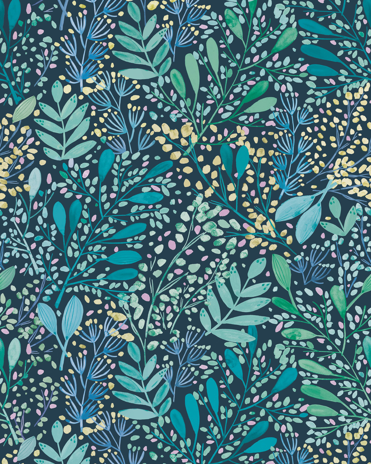 Papier peint panoramique Feuilles Wild Grass vert bleu S 200X250 - Pimp My Wall de Casélio | Réf. PMW104707605