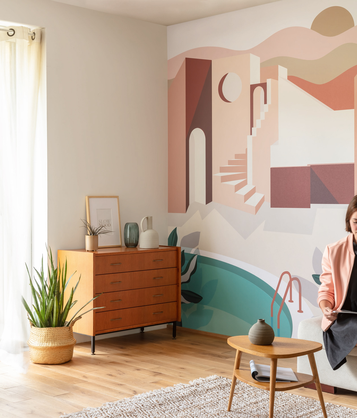 Papier peint panoramique Géométrique Archway terracotta - Labyrinth de Casélio | Réf. LBY102144044