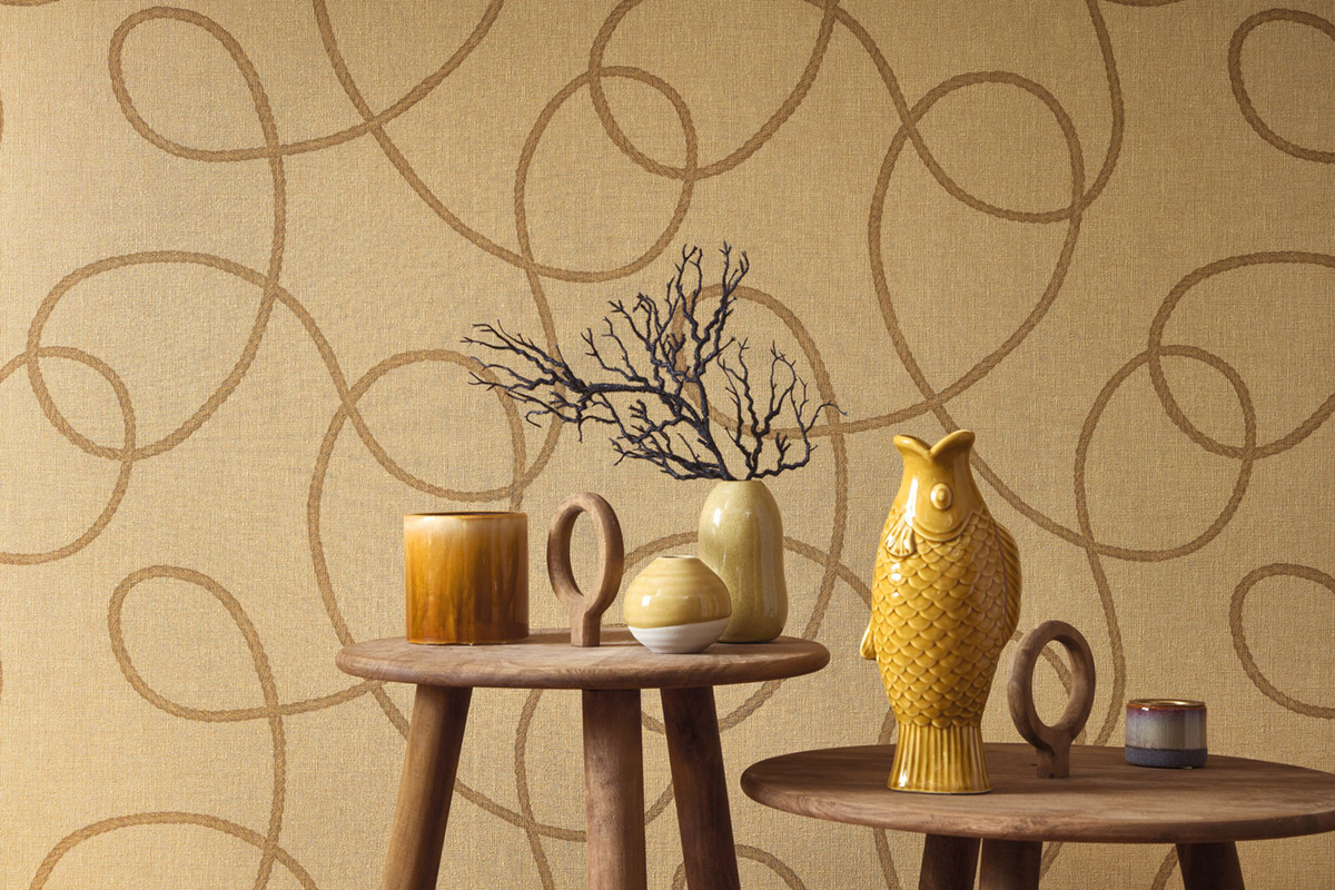 Papier peint Corde Pointe du Raz beige doré - Seaside de Casadéco AMB2 | Réf. SEAS201502442