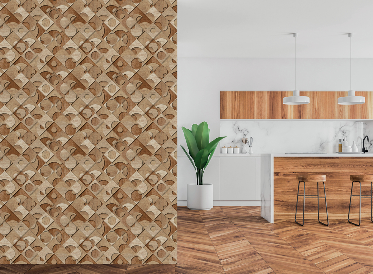 Papier peint Bois Géométrique 3D marron - Reality 4 de Lutèce | Réf. LTC-51220408