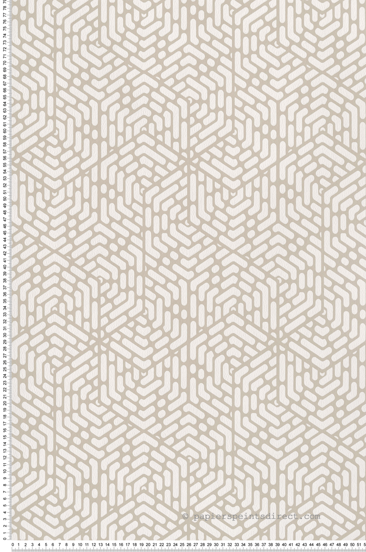 Papier peint Géométrique Hexagone grège et blanc - Willow d'Initiales | Réf. INI-00814802