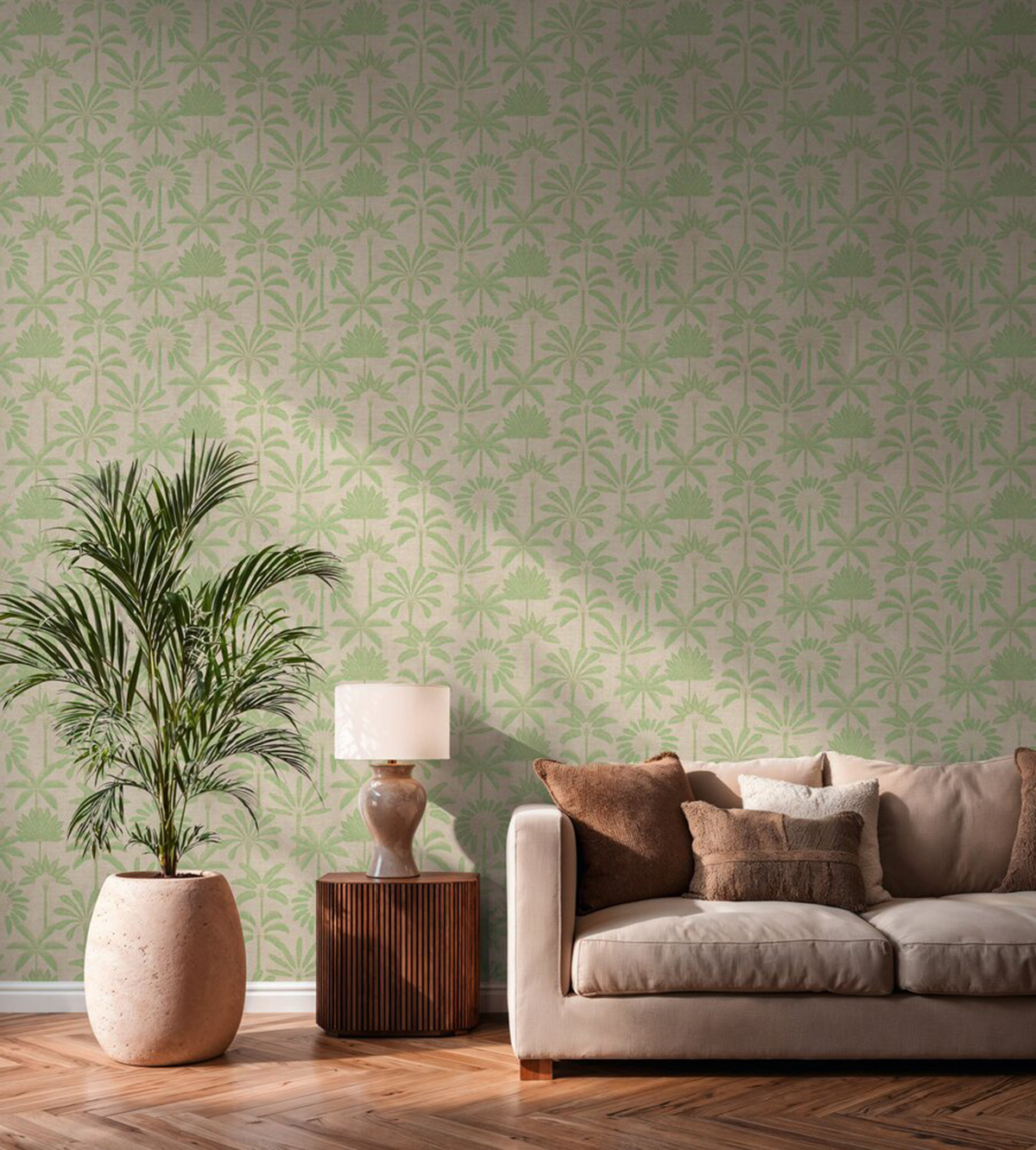 Papier peint Palmier Oasis vert gris - Cuba 2 d'A.S. Création AMB2 | Réf. AS-791632