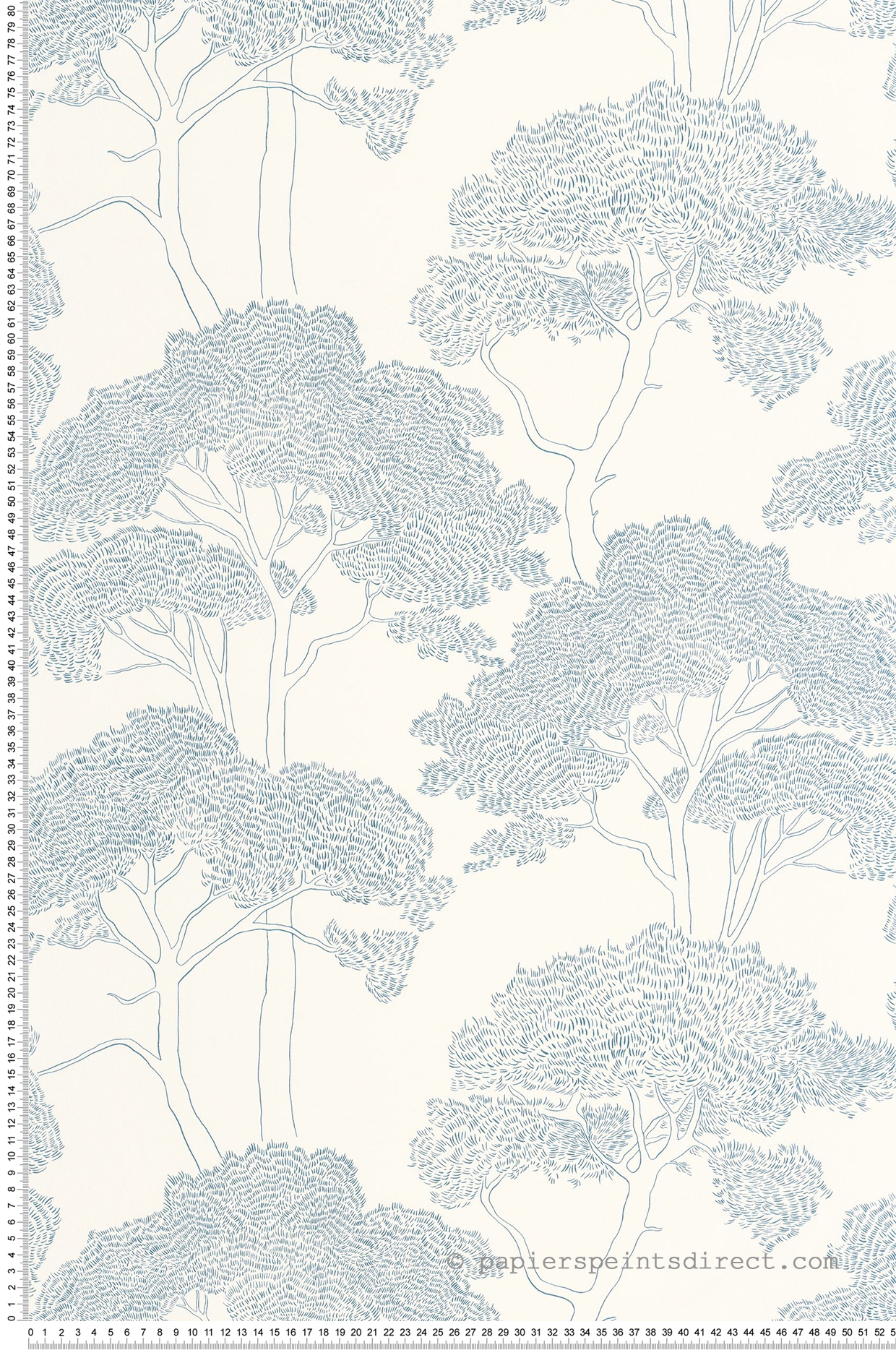 Papier peint Arbre La Ciotat blanc bleu azur - Azur de Casélio | Réf. AZU105430636