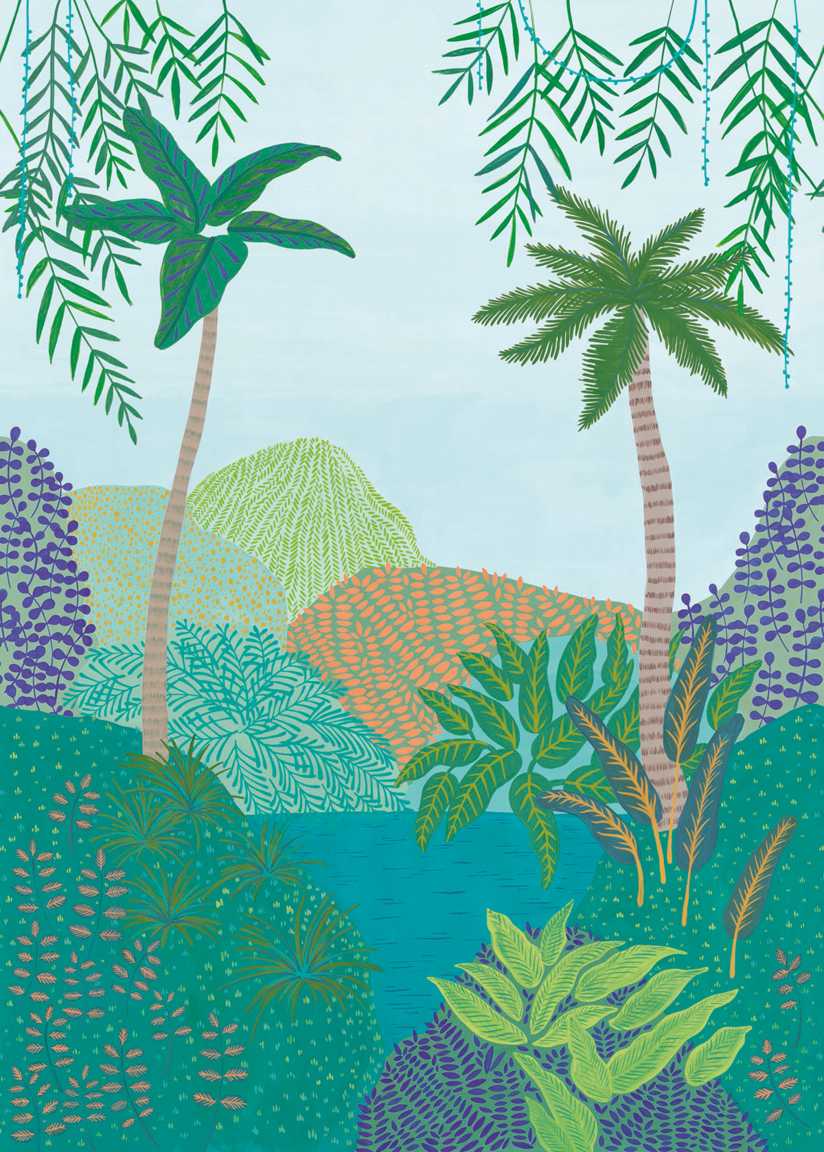 Papier peint Jungle Panoramique Peaceful heaven vert emeraude/bleu vert - Beauty Full Image de Casélio | Réf. BFI101557422