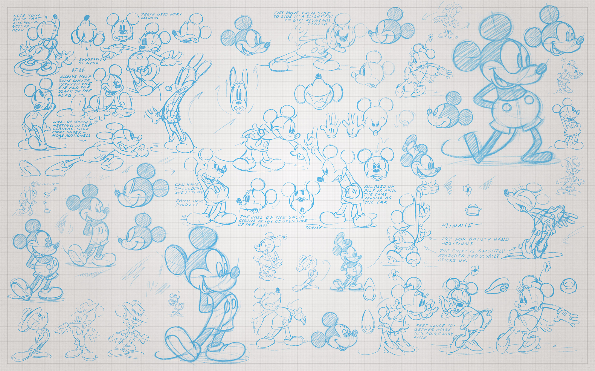 Panoramique Mickey Sketches - Papier peint Komar