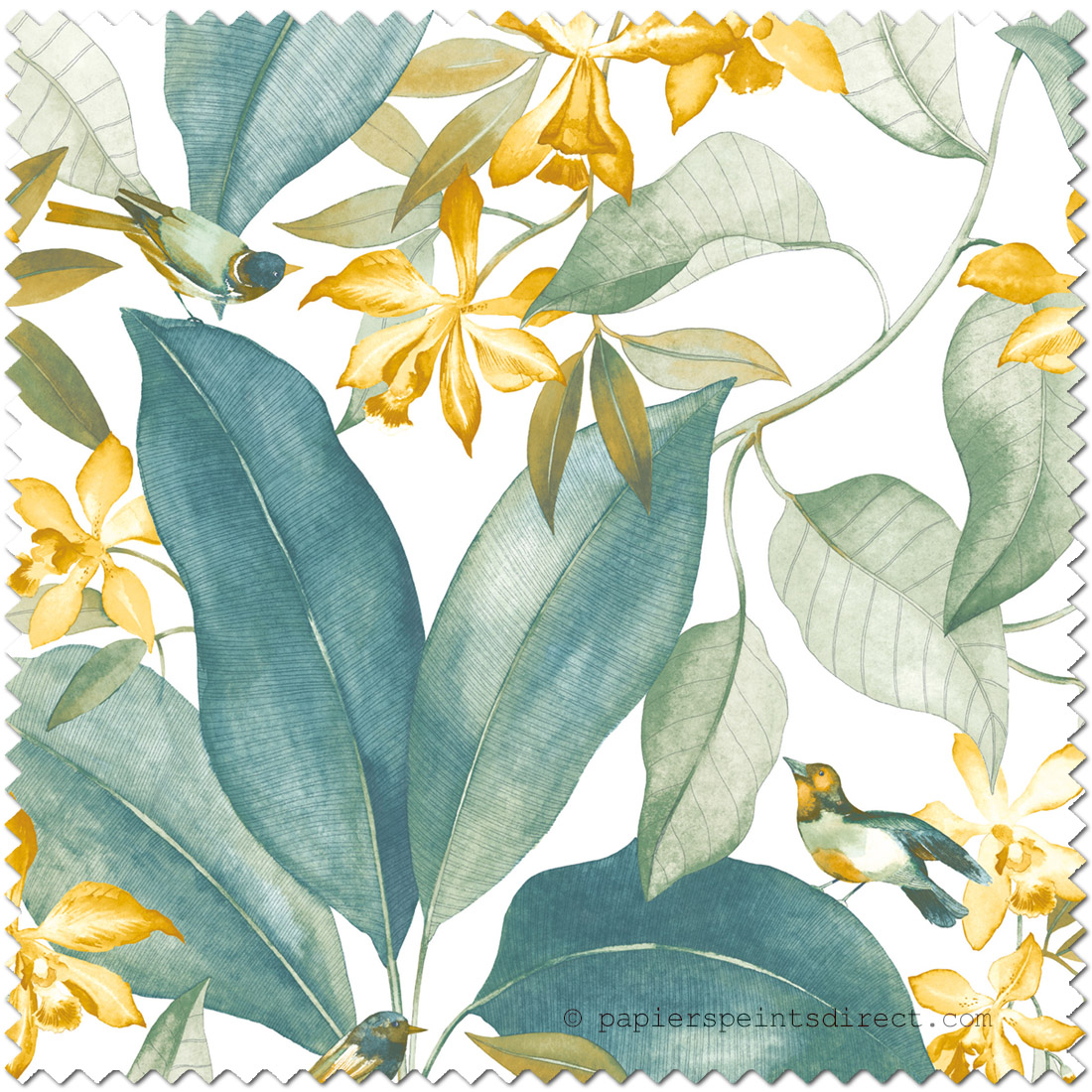 Tissu Feuillage Bird Song vert - Delicacy de Casadéco | Réf. DELY85442252