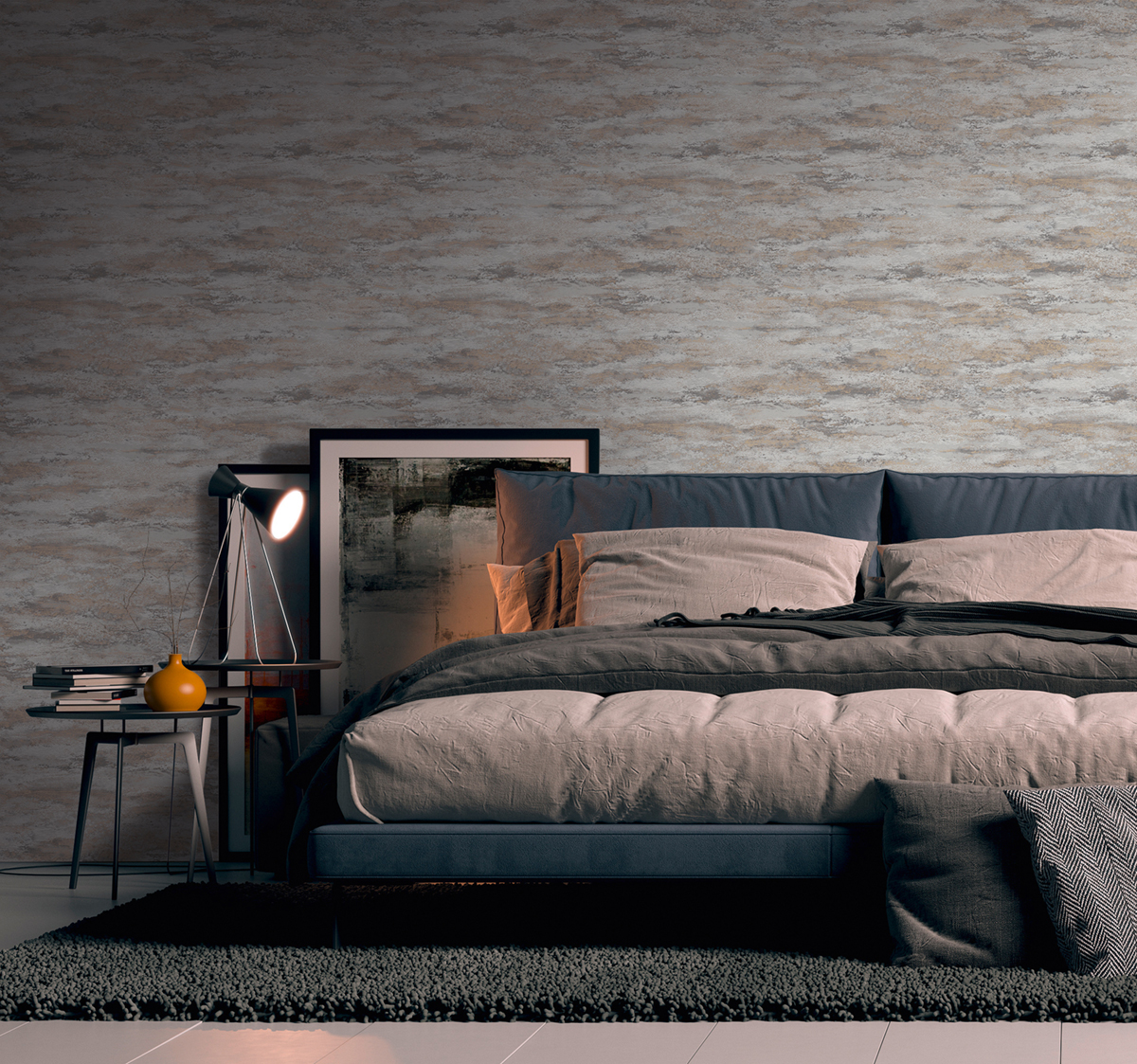 Papier peint Effet Béton Nuage gris doré - Attractive 2 d'A.S. Création AMB3 | Réf. AS-390415