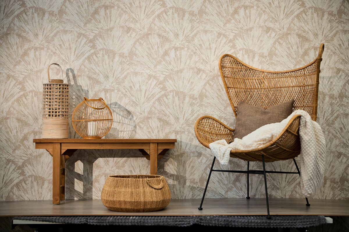 Papier peint Palme Éventail écru lin - Metropolitan Stories 4 Hot Spots d'A.S. Création AMB1| Réf. AS-781982