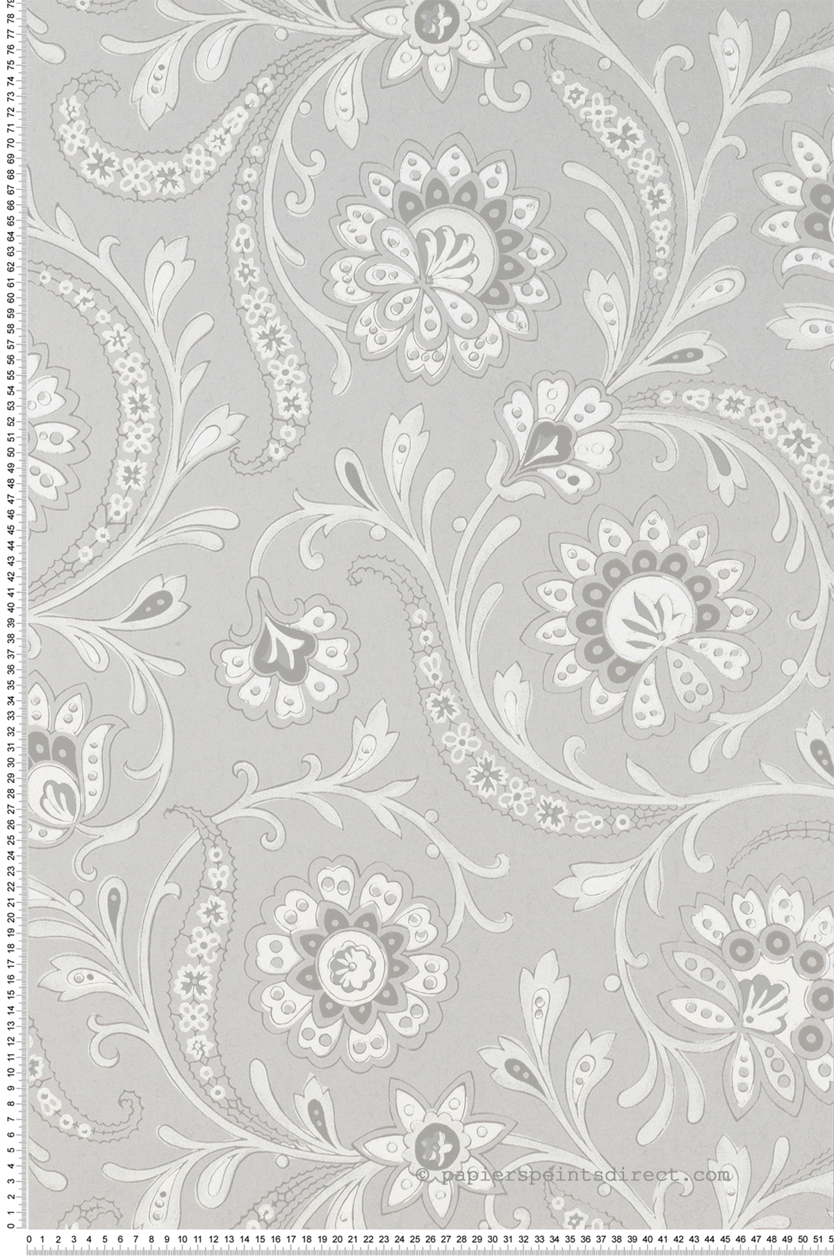 Papier peint Fleur Baroque Baville gris - Les Indiennes de Nina Campbell | Réf. OSB-NCW4351-06