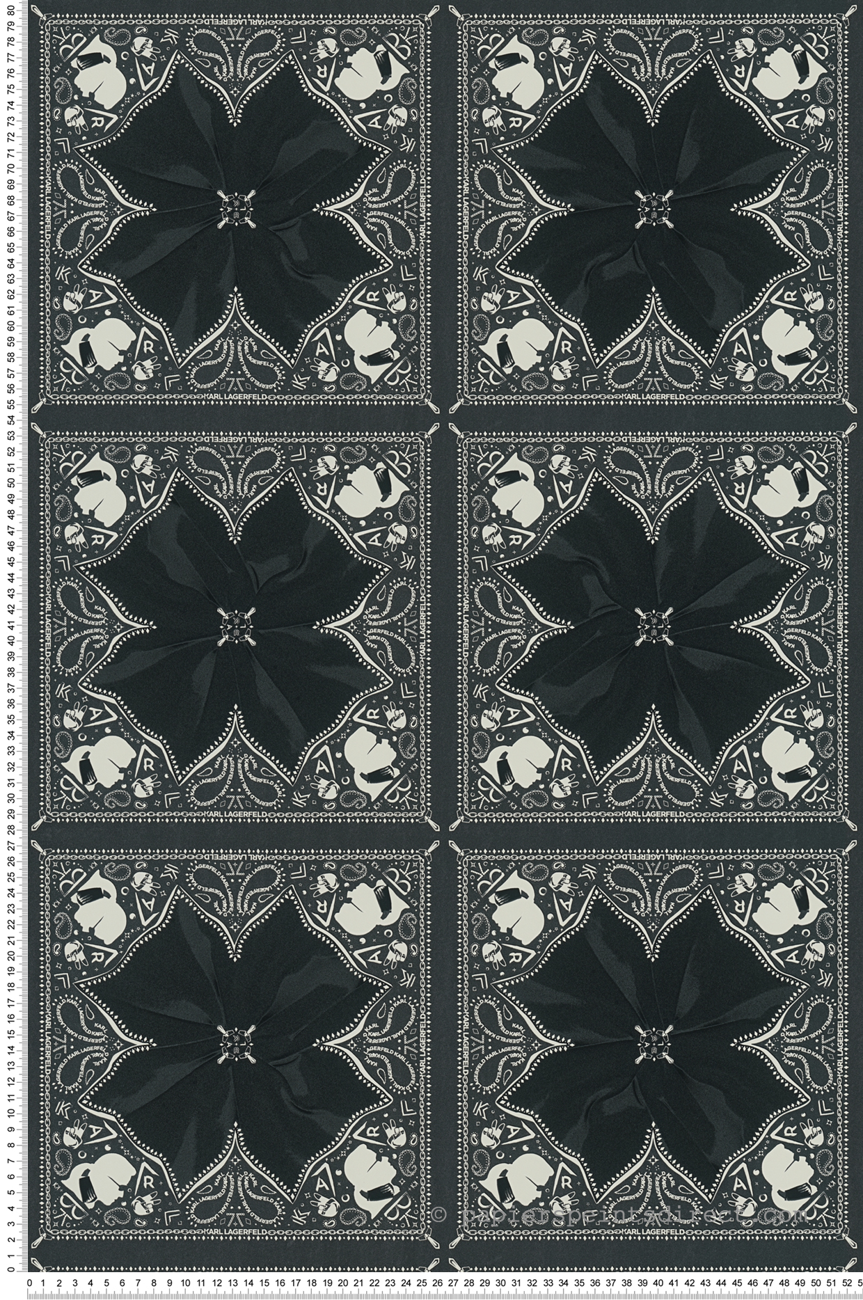 Papier peint Fleur Ines noir et écru - Karl Lagerfeld de Montecolino | Réf. MC-37845-2