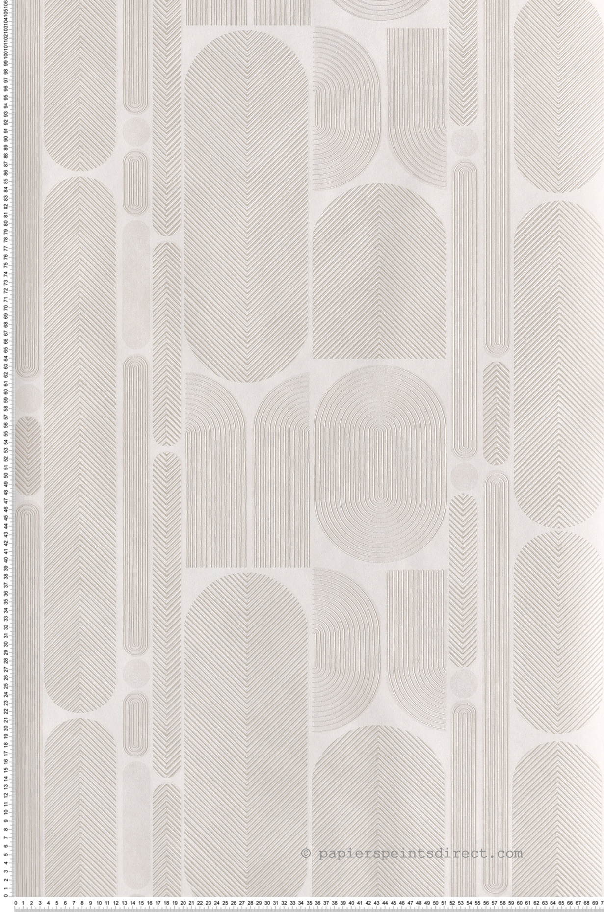 Papier peint Ethnique Graphique Ovala blanc cassé nacré - Rock de Masureel | Réf. MAS-ROC201