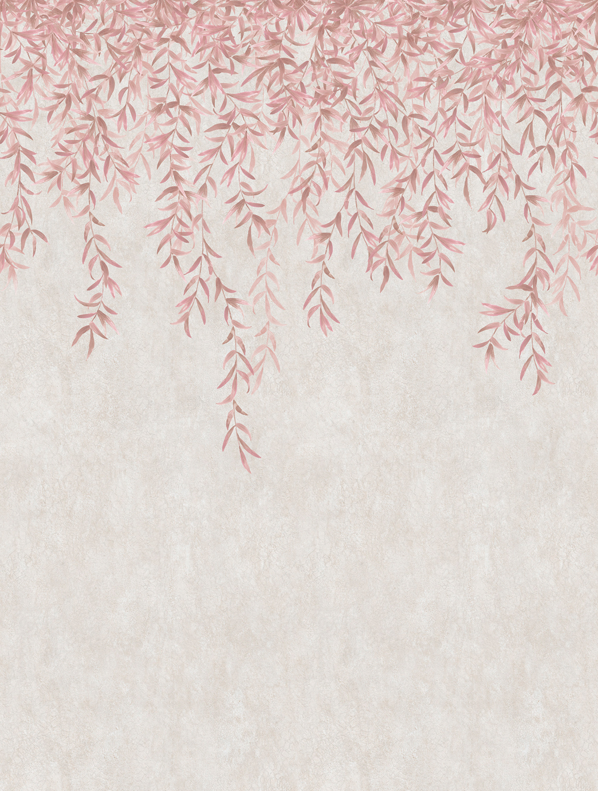 Papier peint panoramique Feuille Retombant Greenery rose - Panorama 2 de Lutèce | Réf. LTC-PAN1462C