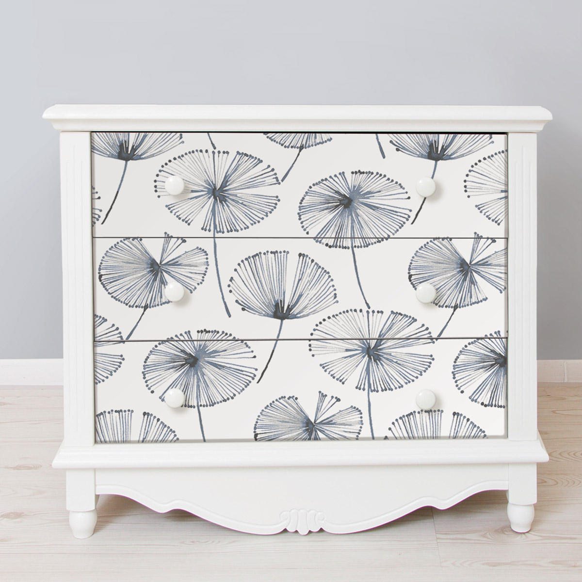 Papier peint adhésif Pétale Stylisé bleu - Les Adhésifs de Lutèce AMB5| Réf. LTC-NU2683