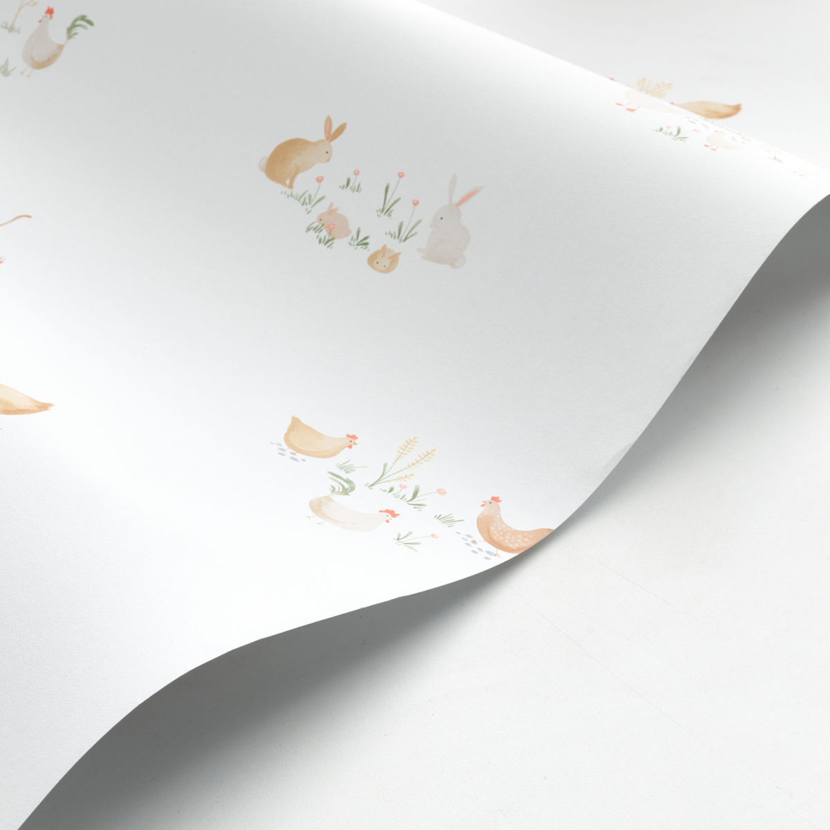 Papier peint Animaux Lapin Poule beige - Once Upon A Time de Casadéco AMBV | Réf. OUAT88372658