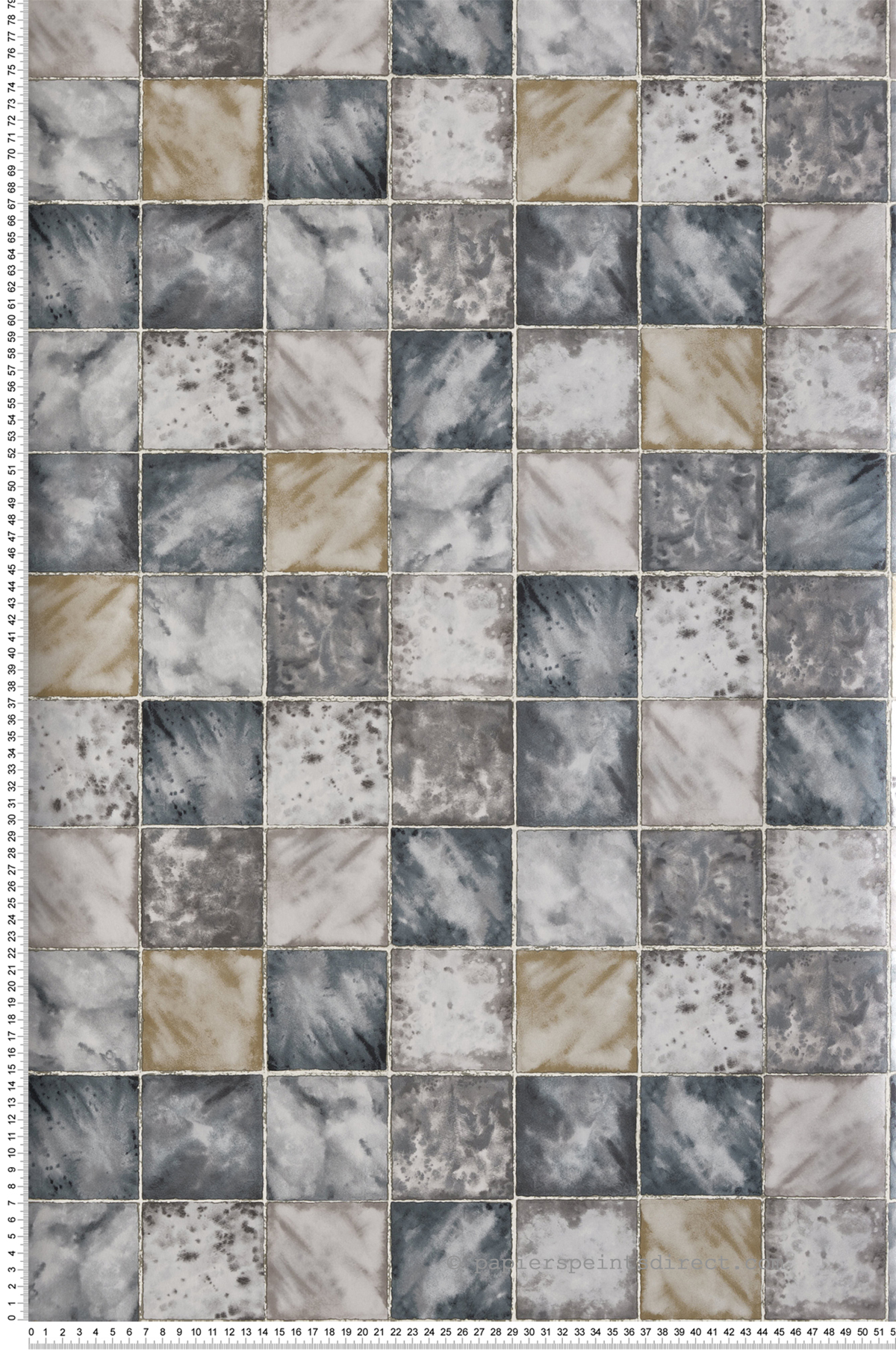 Papier peint Mosaïque Hamman gris - Folium de Osborne & Little | Réf. OSB-W7335-01