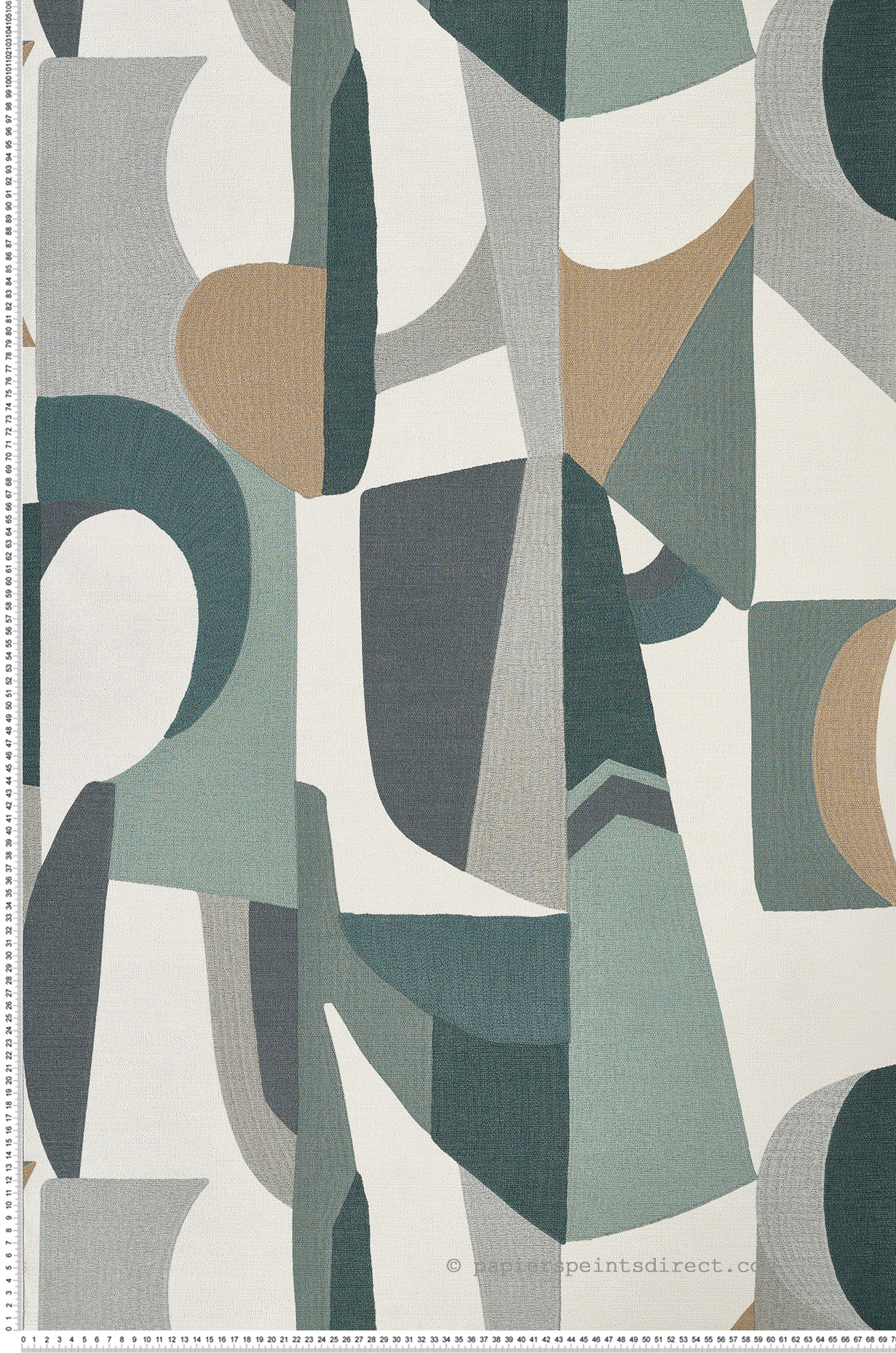 Papier peint Géométrique Abstrait blanc et vert - L'Atelier de Casamance | Réf. CAS-75460406