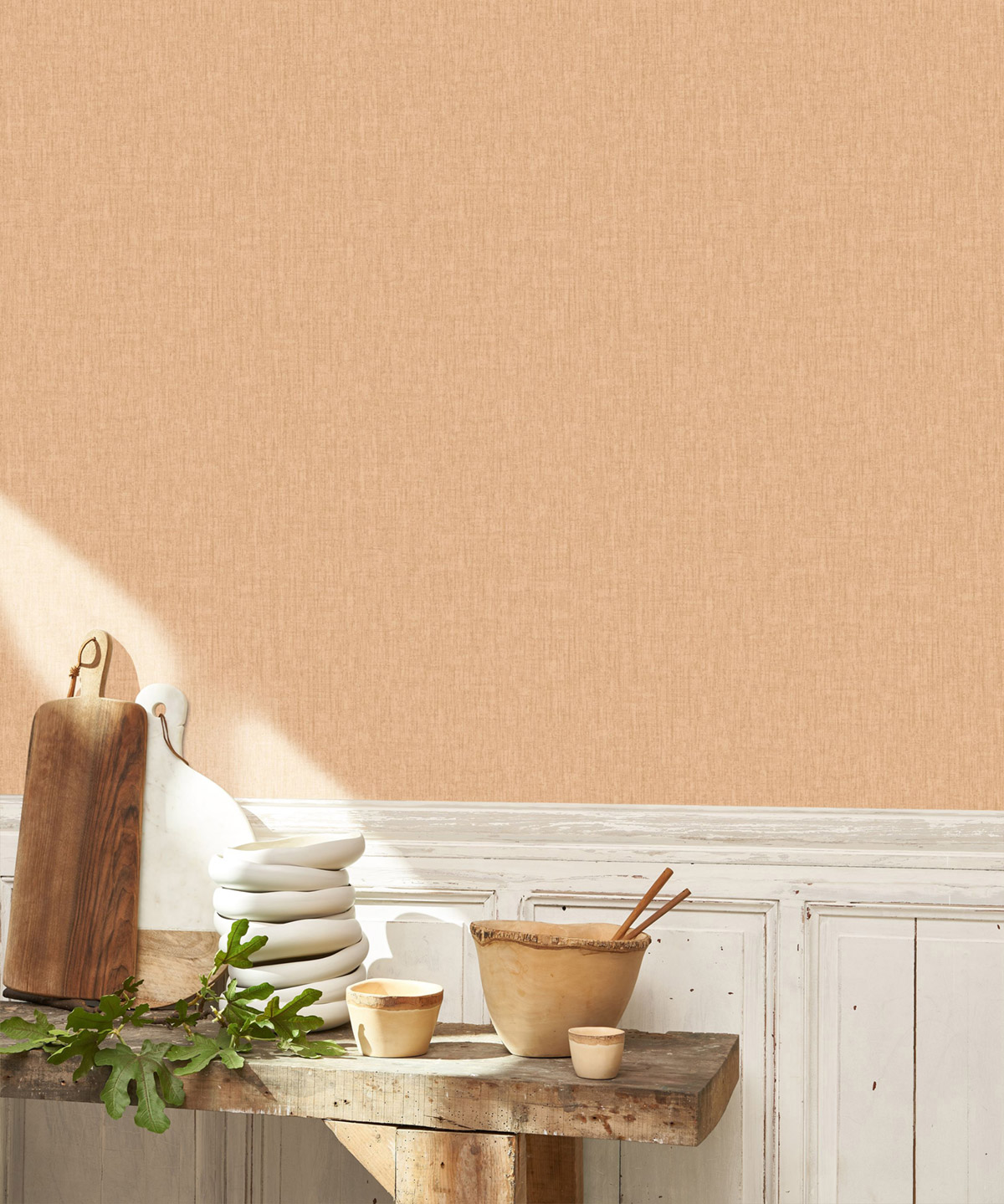 Papier peint Faux uni Ecorce Scribe pêche - Babylone de Casadéco | Réf. BBLN89753310