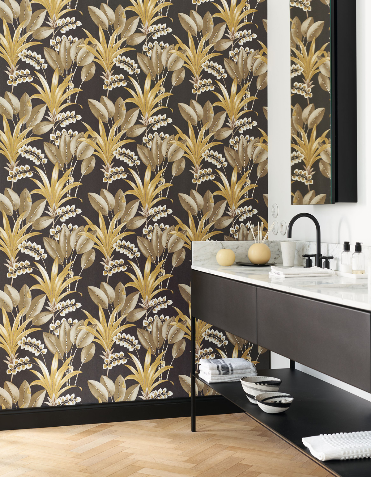 Papier peint Jungle Palma ocre noir - Nicaragua de Casadéco | Réf. NICA86417575