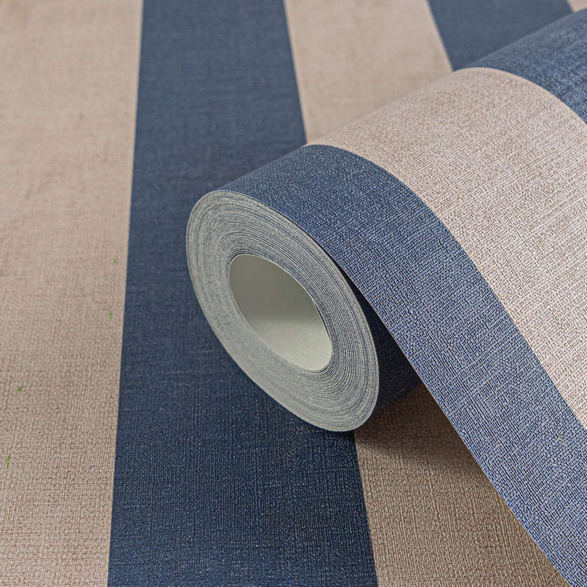 Papier peint Rayures Vintage bleu marine gris - Anna D'Andrea d'A.S. Création AMB4| Réf. AS-782265