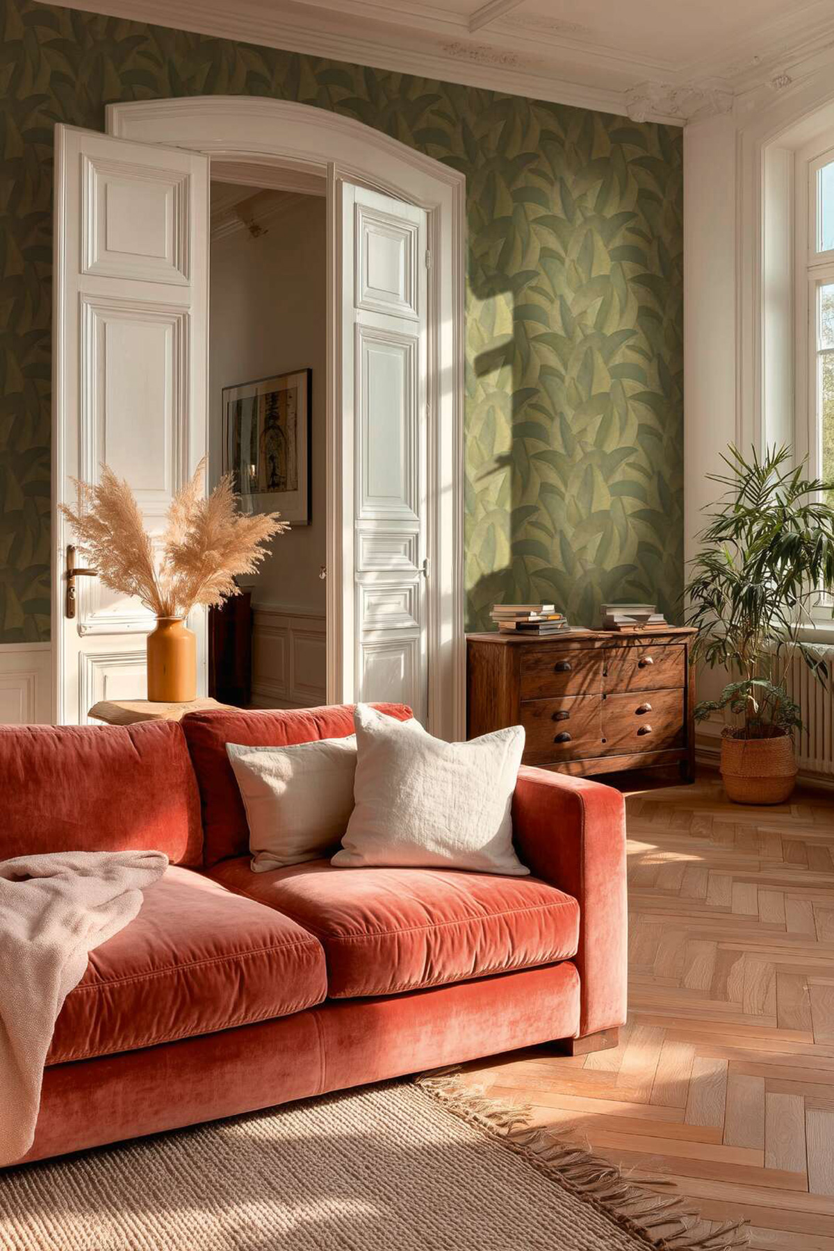 Papier peint Feuillage Graphique vert doré - Vibes & Styles d'A.S. Création | Réf. AS-790394