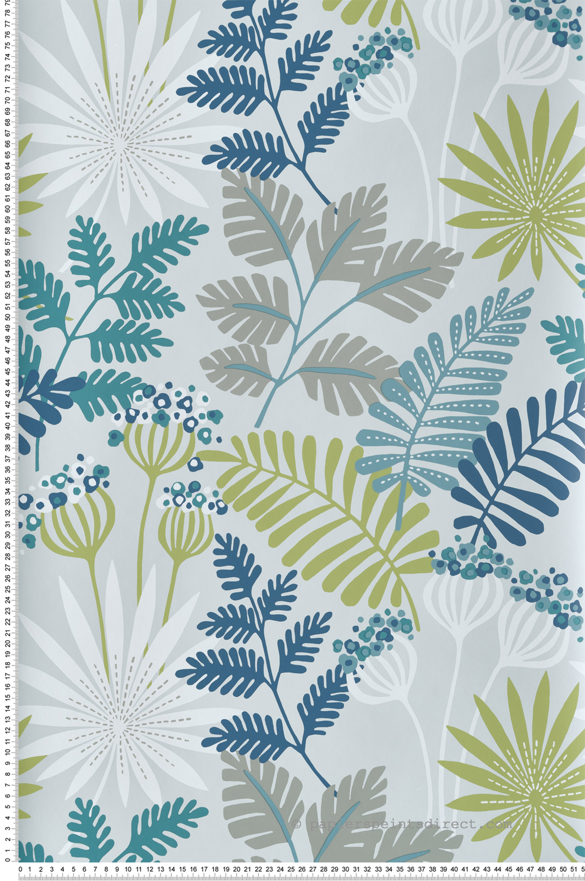 Papier peint Herbier Tropical bleu clair - Happy de Lutèce | Réf. LTC-FD26450