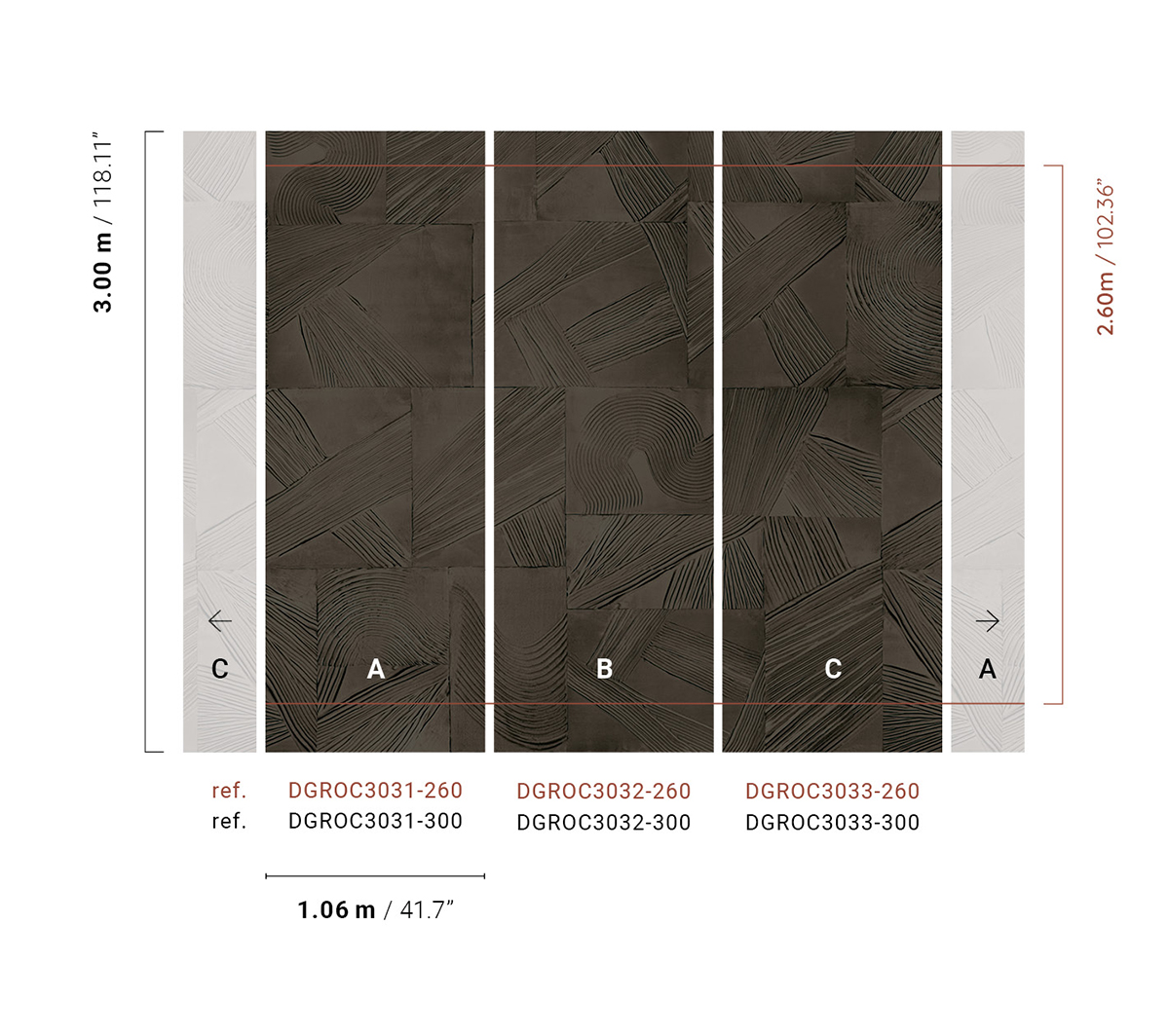 Papier peint panoramique Plâtre Paros café noir - B H260 - Rock de Masureel | Réf. MAS-DGROC3032-260