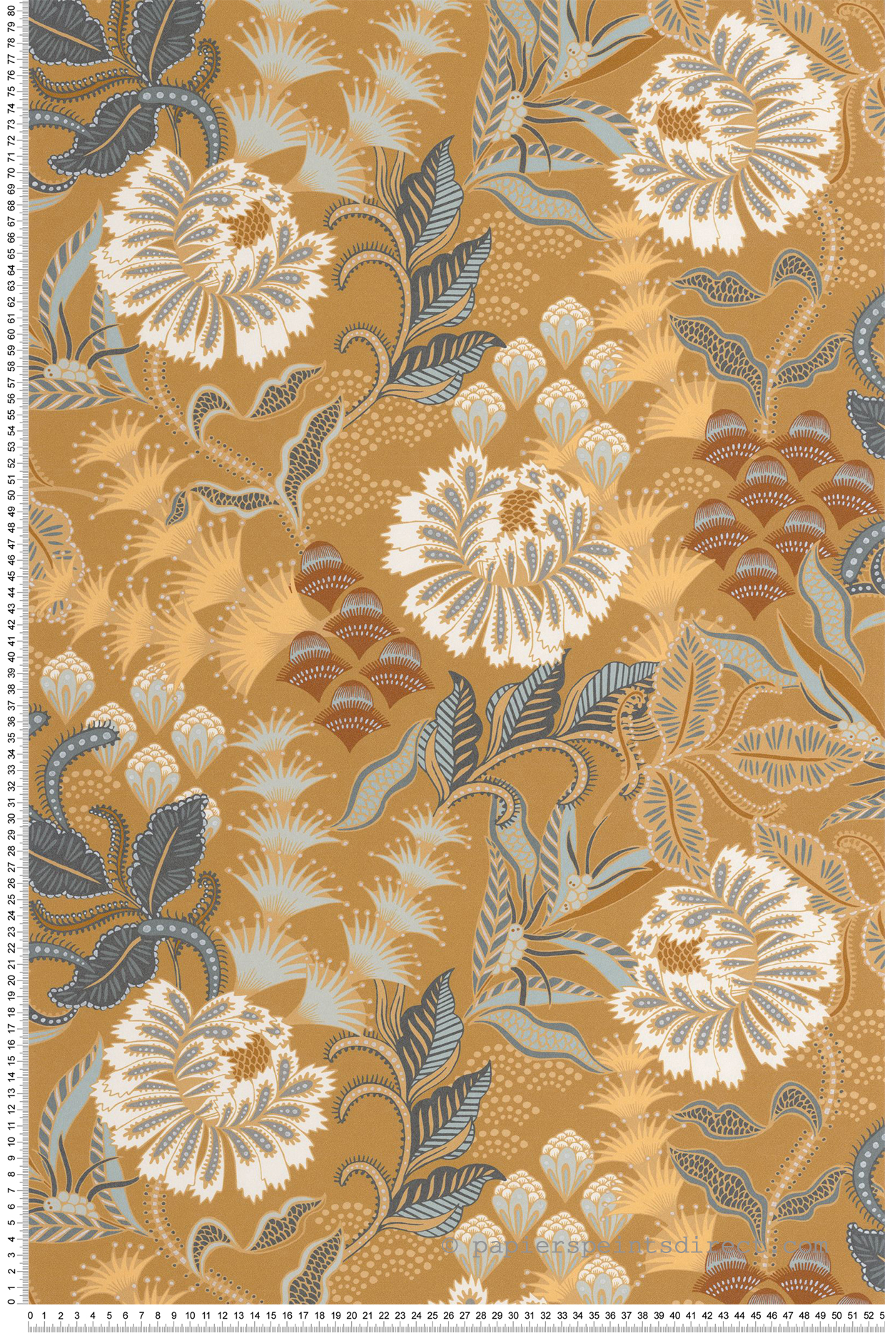 Papier peint Fleur Vintage Bloomsbury jaune curry - Derby de Casadéco | Réf. DERB89282248