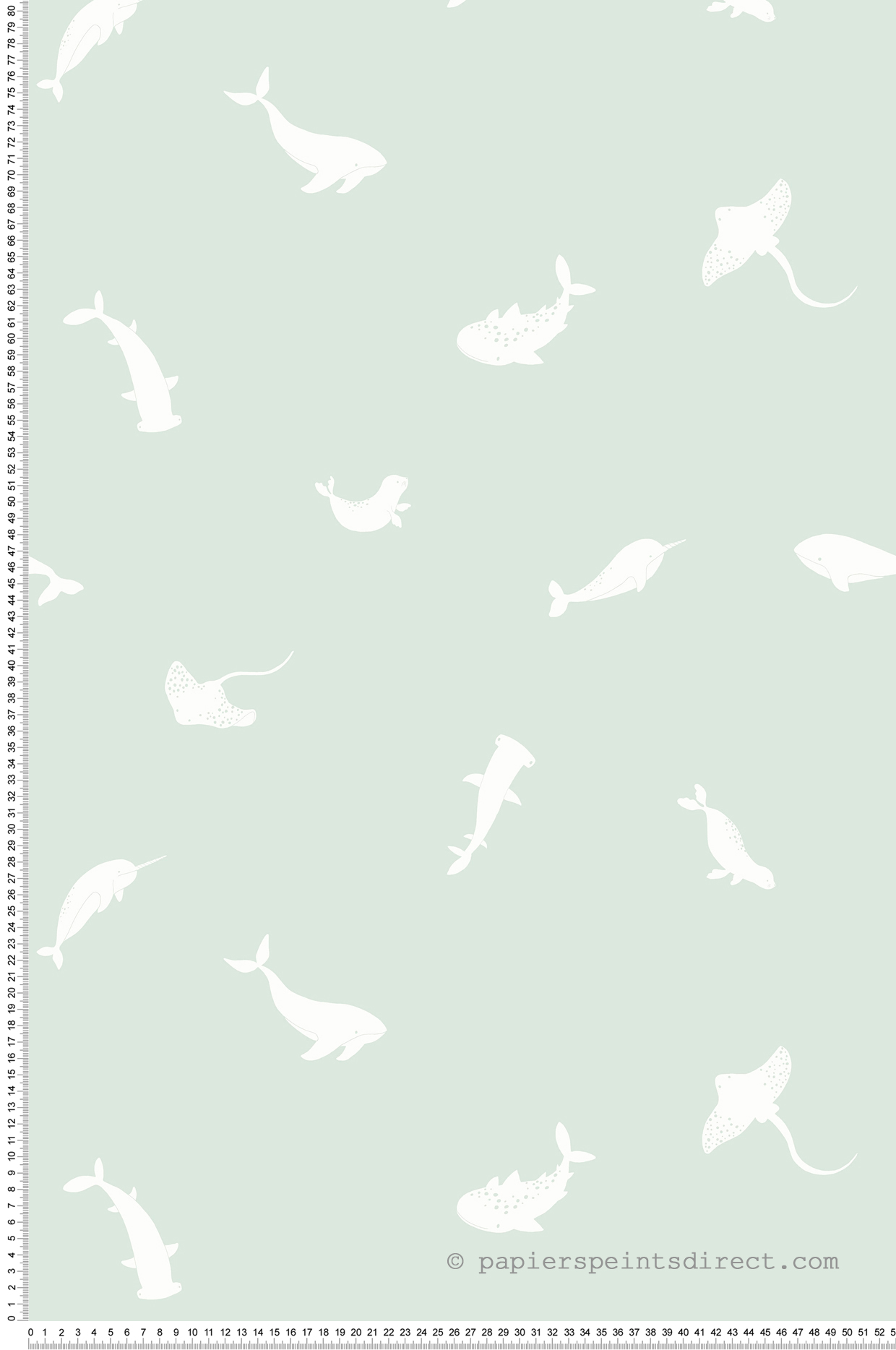 Papier peint Animaux Aquatiques Poetic Sea vert d'eau - Once Upon A Time 2 de Casadéco | Réf. OUTD200806101